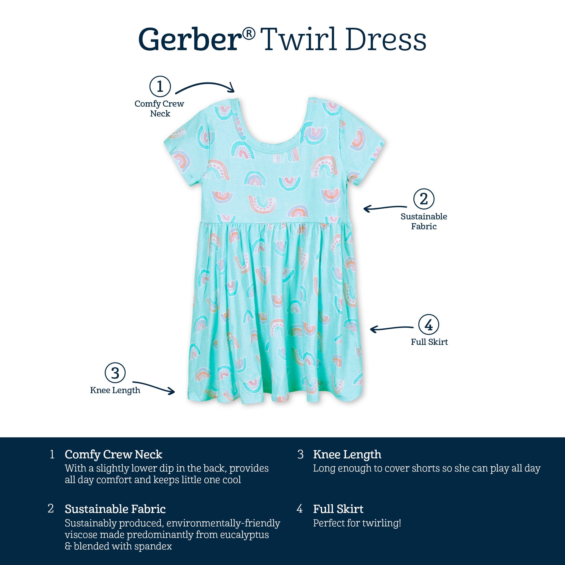 Infant & Toddler Girls Rainbow Sky Buttery Soft Viscose Made from Eucalyptus Twirl Dress - Image 7