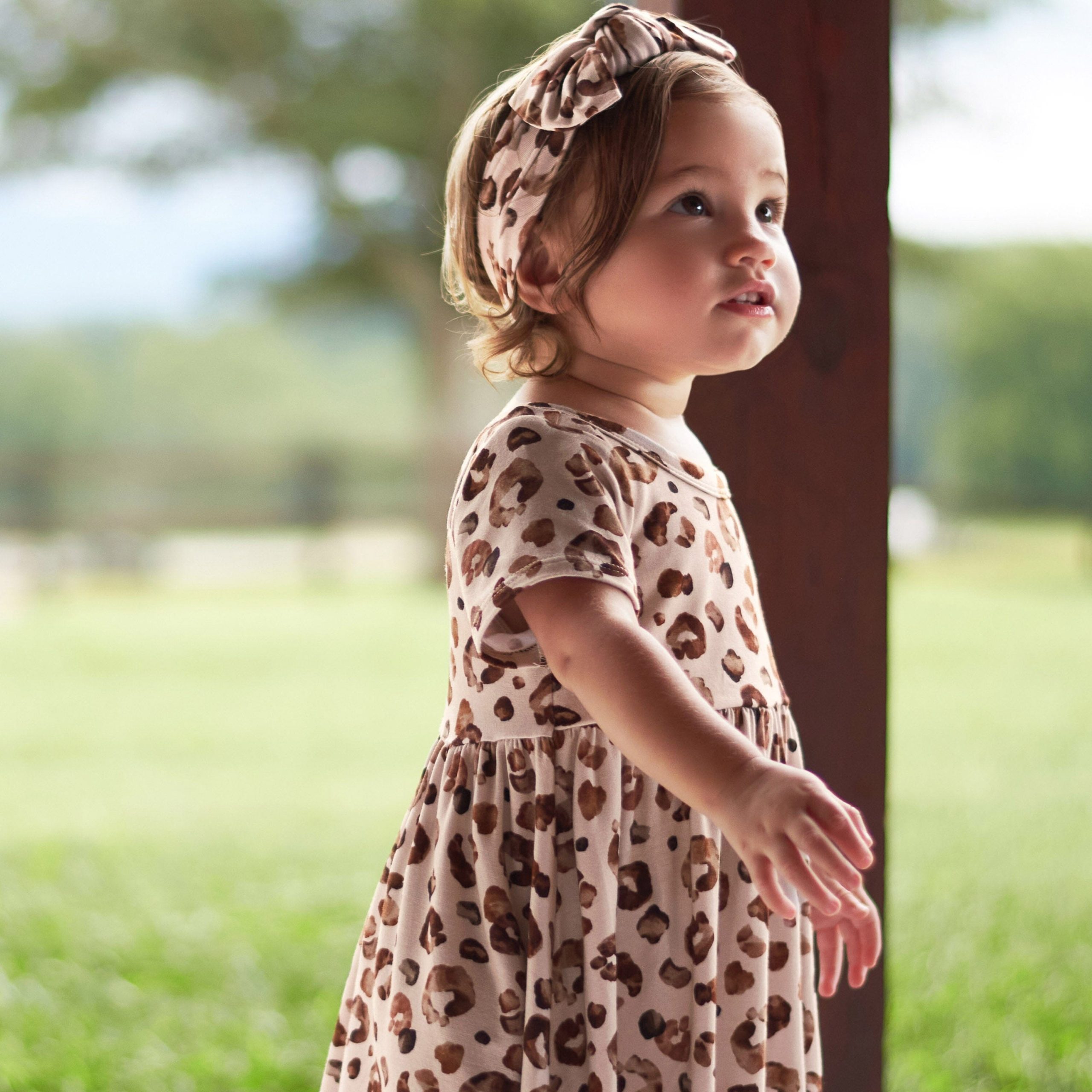 Infant & Toddler Girls Spotted Leopard Buttery Soft Viscose Made from Eucalyptus Twirl Dress - Image 3