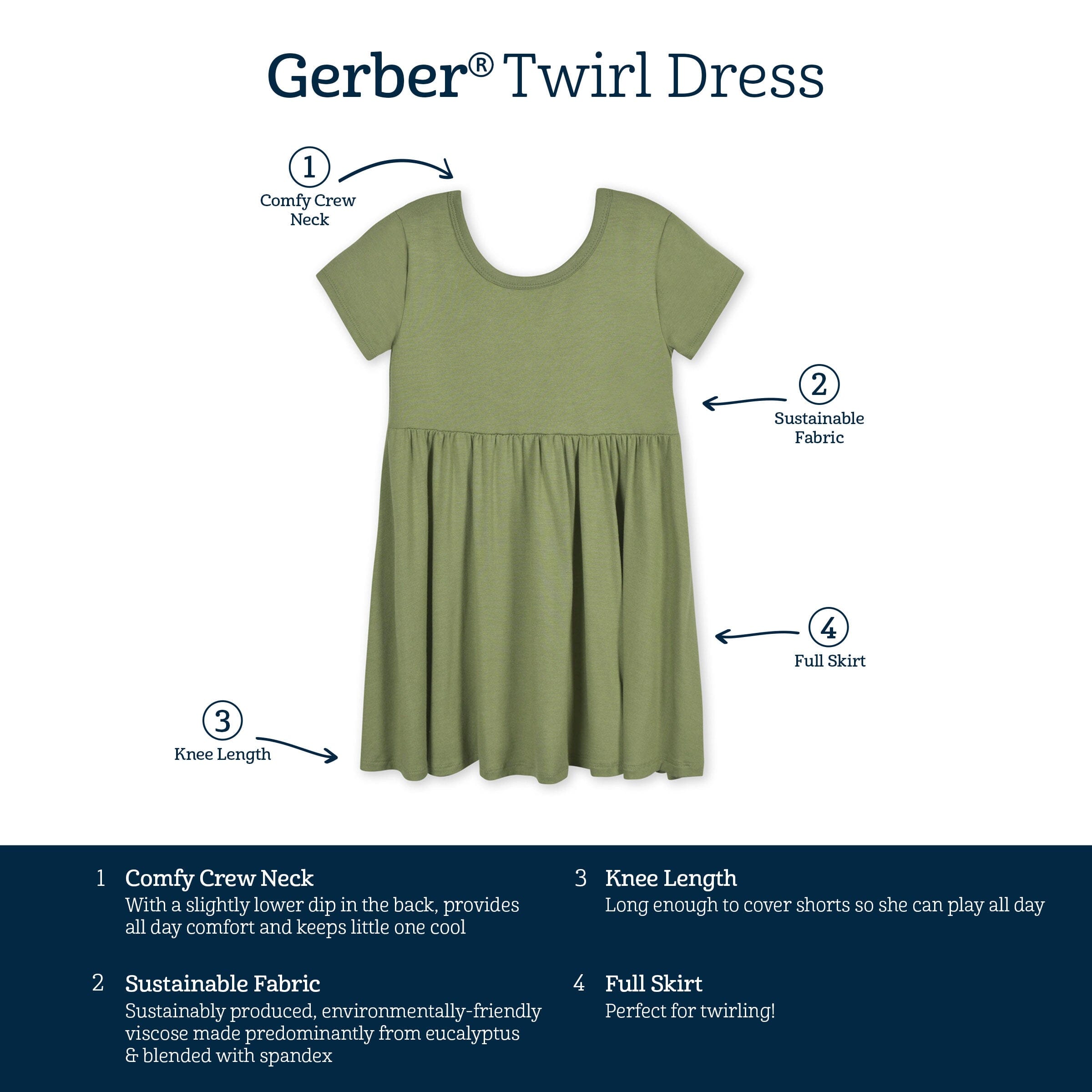 Infant & Toddler Girls Moss Buttery Soft Viscose Made from Eucalyptus Twirl Dress - Image 6