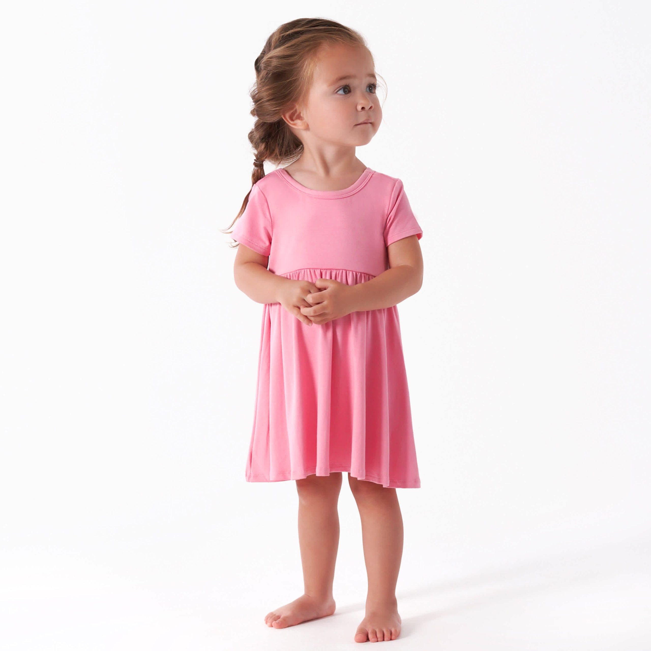 Infant & Toddler Girls Pink Lemonade Buttery Soft Viscose Made from Eucalyptus Twirl Dress - Image 3