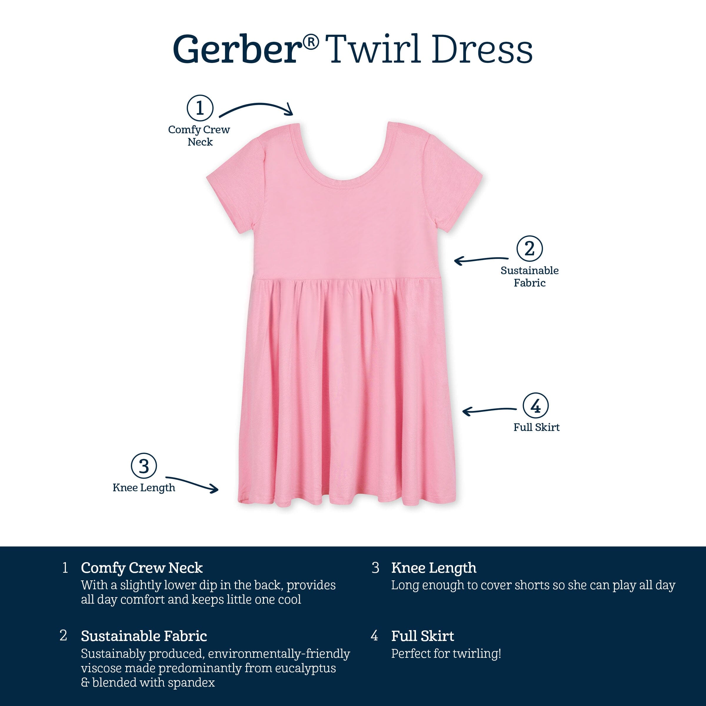 Infant & Toddler Girls Pink Lemonade Buttery Soft Viscose Made from Eucalyptus Twirl Dress - Image 7