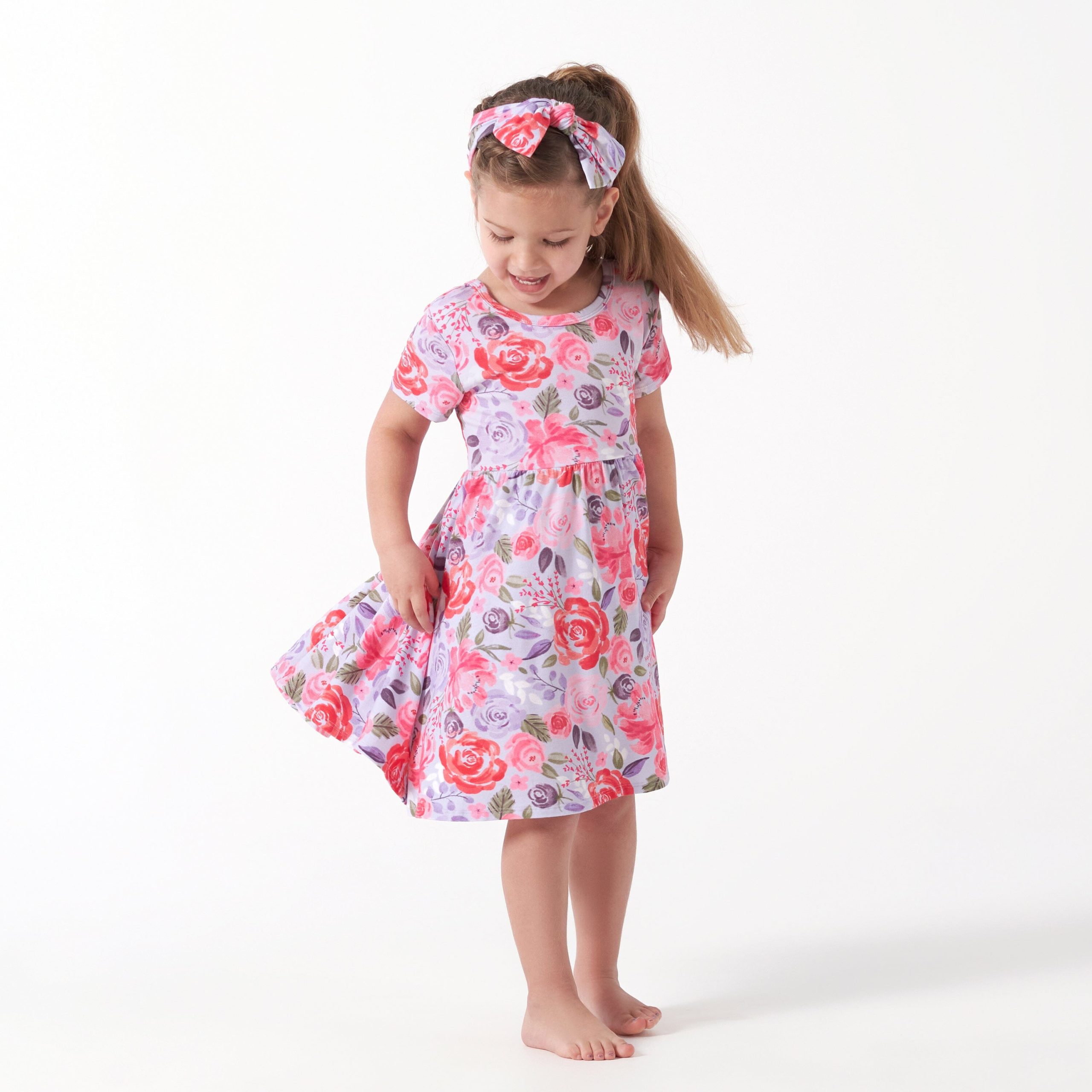 Infant & Toddler Girls Lilac Garden Buttery Soft Viscose Made from Eucalyptus Twirl Dress - Image 3