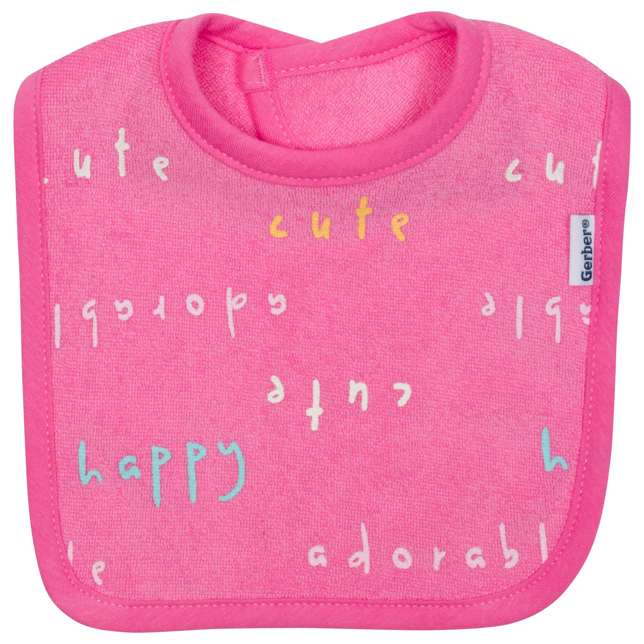 4-Pack Baby Girls Bear Dribbler Bibs - Image 3