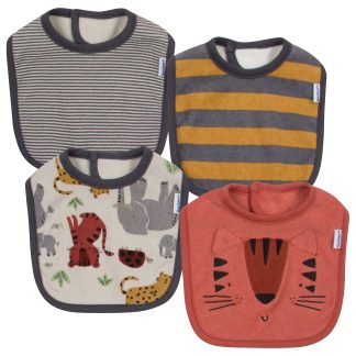 4-Pack Baby Boys Safari Dribbler Bibs