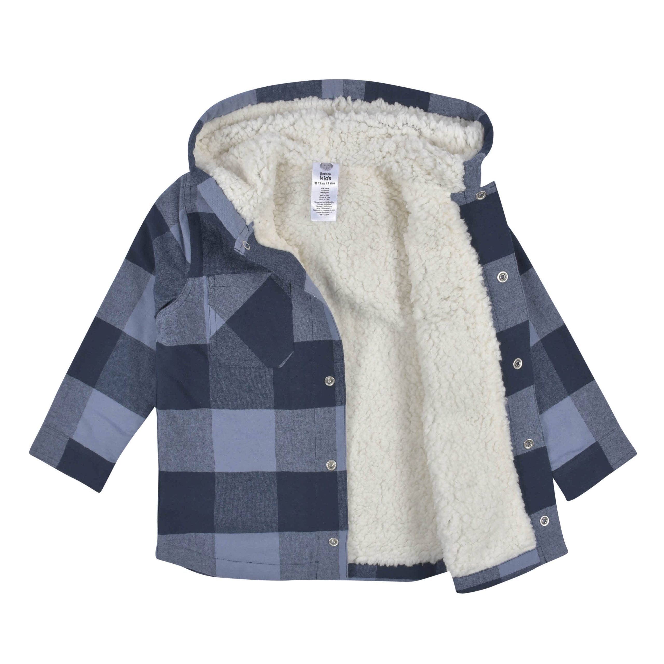 2-Piece Infant & Toddler Boys Navy Plaid Flannel Jacket & Jogger Set - Image 2