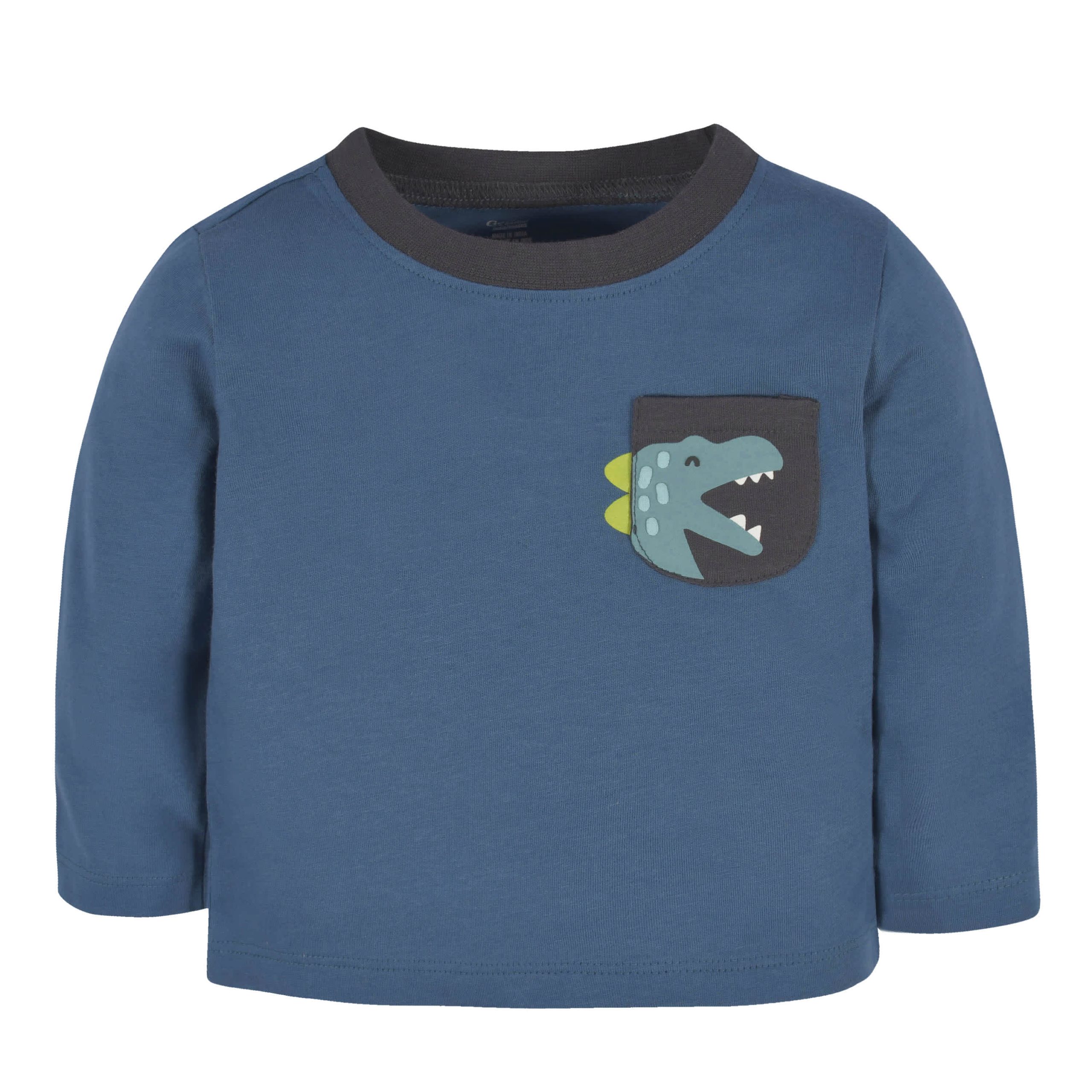 2-Piece Baby & Toddler Boys Navy Dino Long Sleeve Shirt & Jogger Pants Set - Image 2