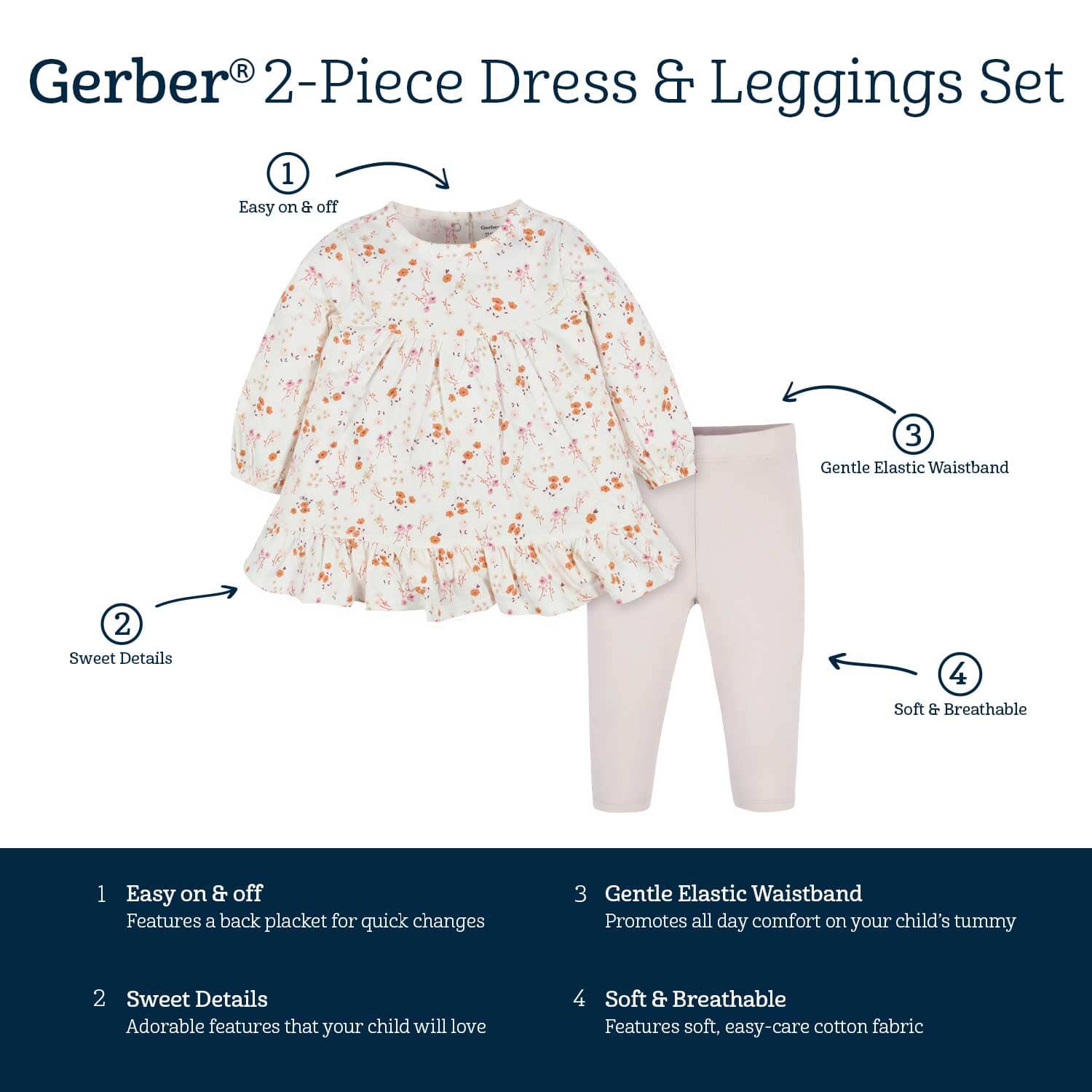 2-Piece Baby & Toddler Girls Purple Woodland Long Sleeve Dress & Leggings Set - Image 6