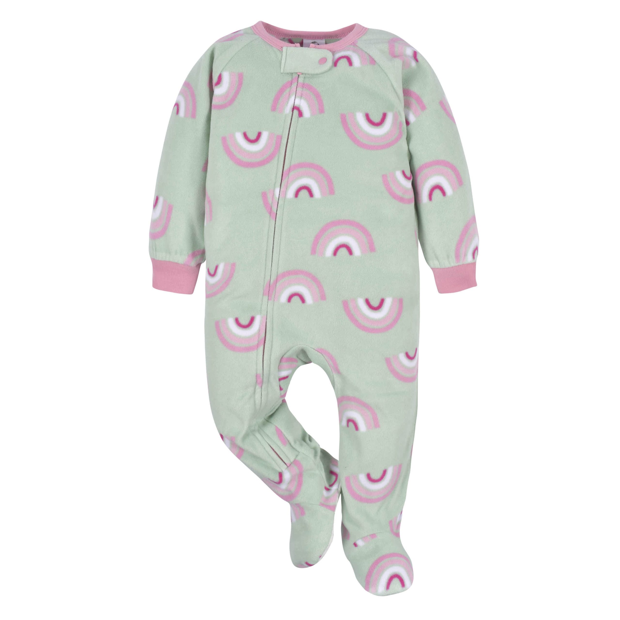 2-Pack Toddler Girls Green Rainbow Fleece Pajamas - Image 7