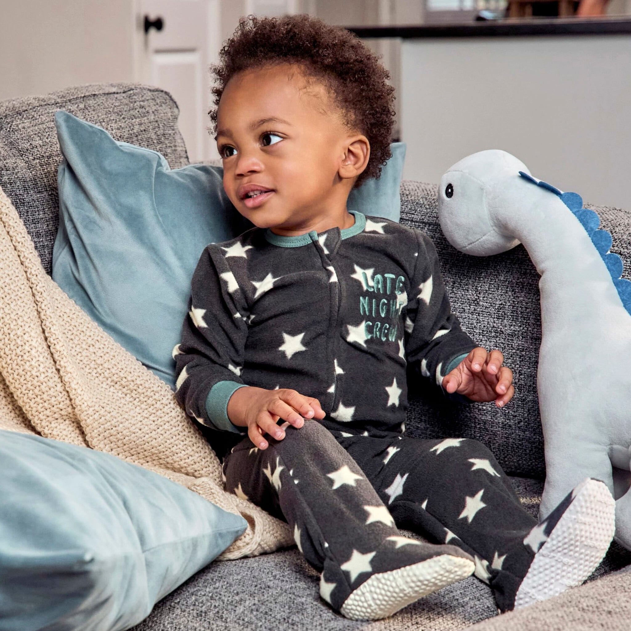 3-Pack Baby & Toddler Boys Stars Footed Fleece Pajamas - Image 3