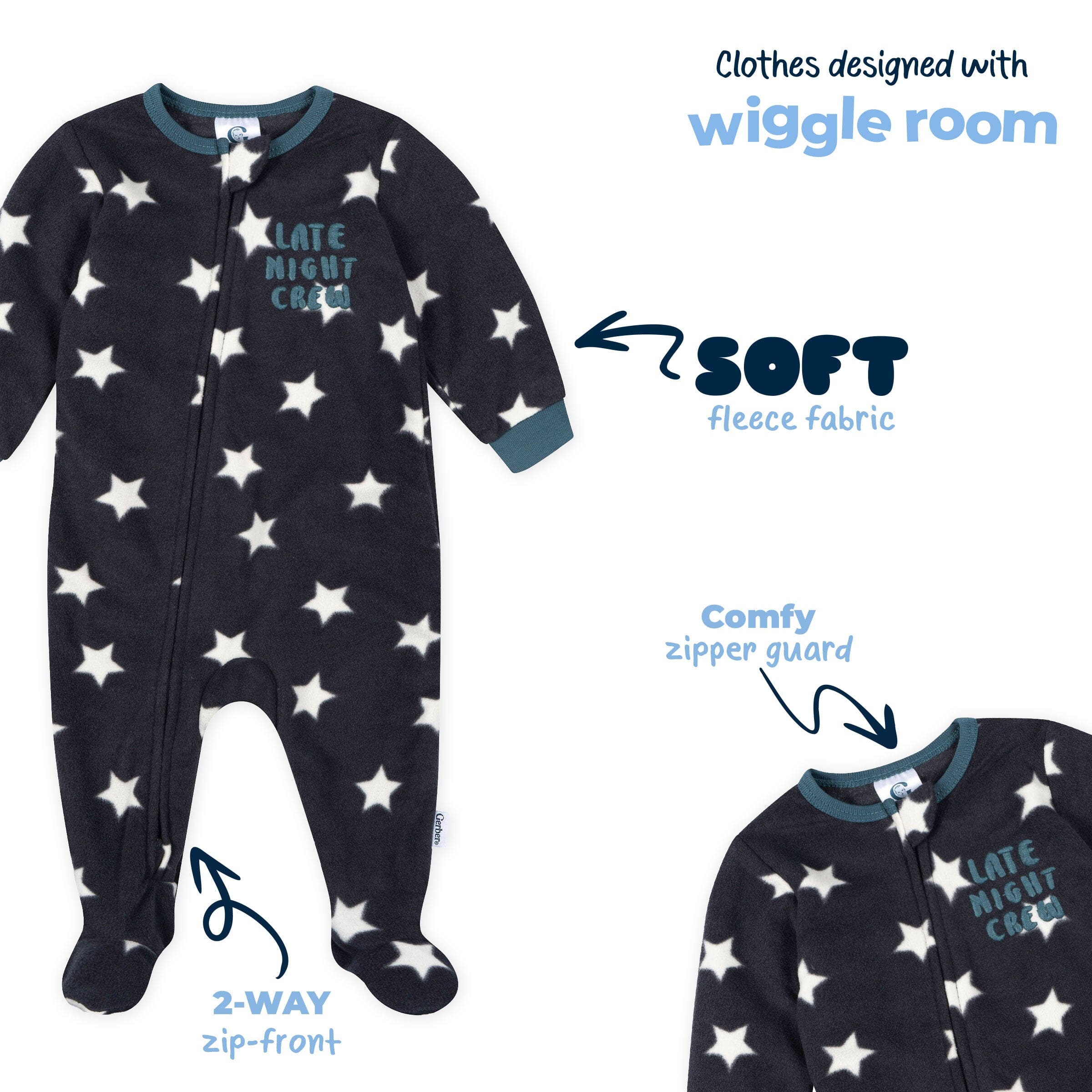 3-Pack Baby & Toddler Boys Stars Footed Fleece Pajamas - Image 10