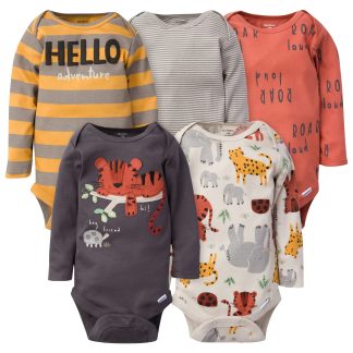 5-Pack Baby Boys Safari Long Sleeve Onesies® Bodysuits
