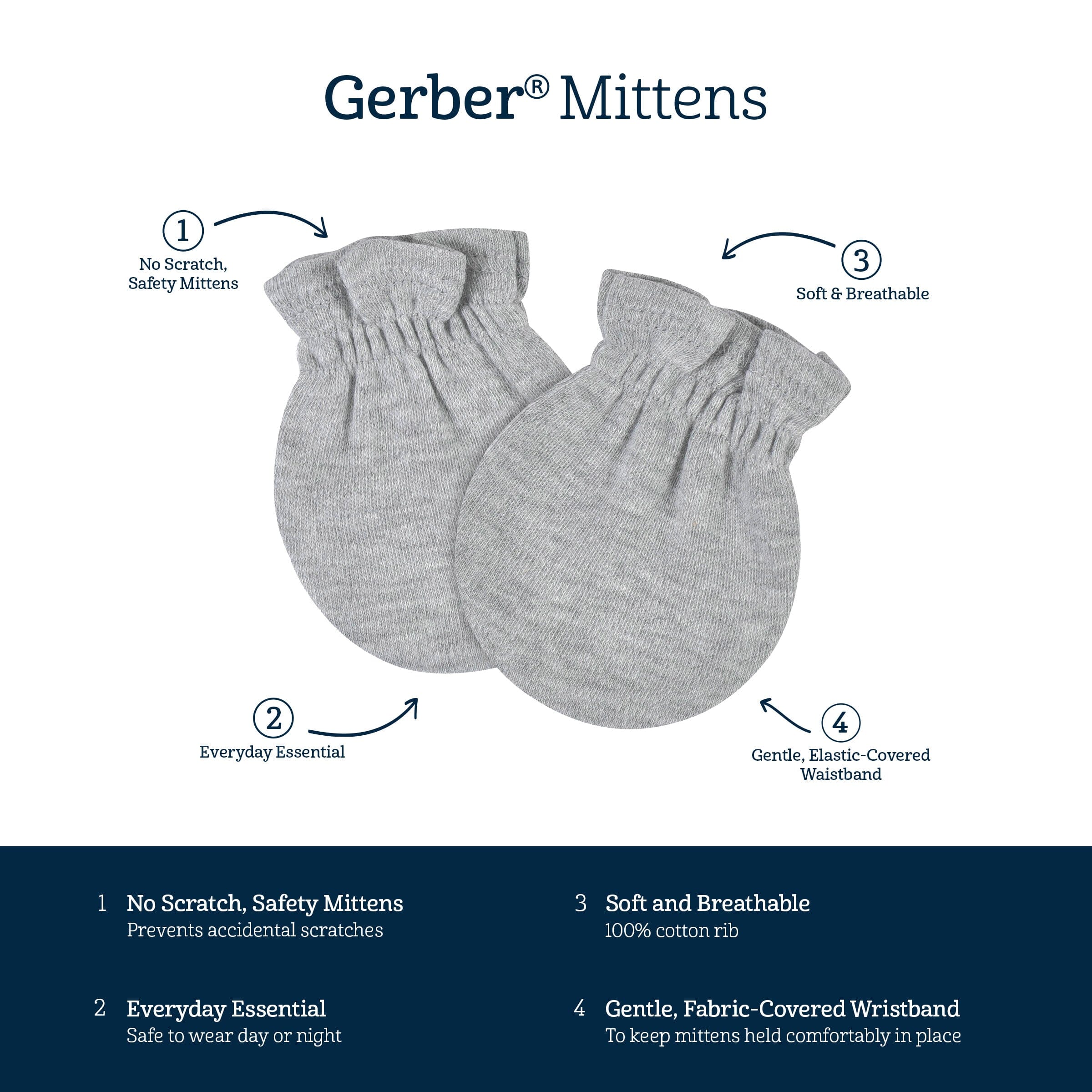 3-Pack Baby Neutral Safari No Scratch Mittens - Image 5