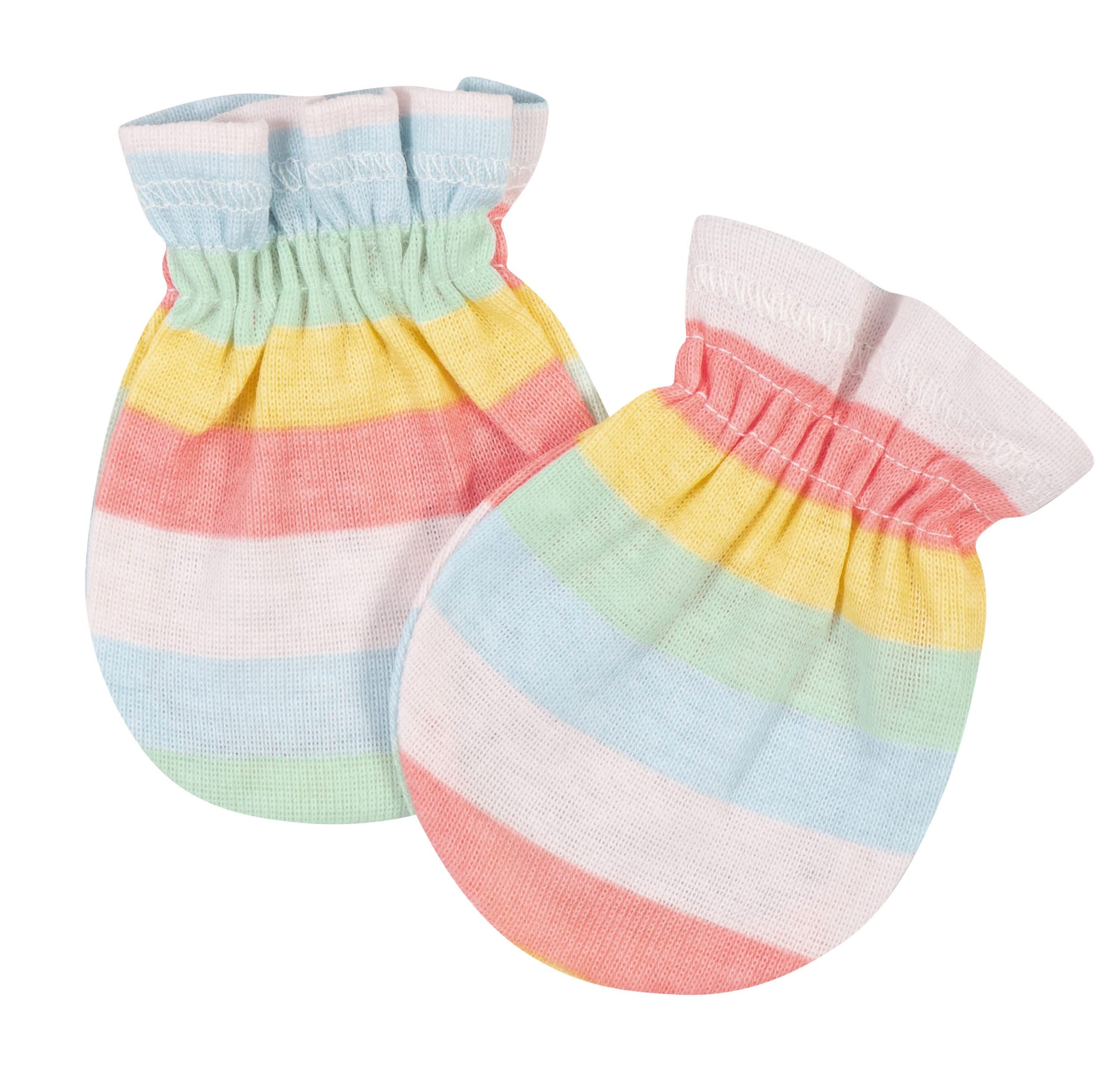 3-Pack Baby Girls Rainbow No Scratch Mittens - Image 3