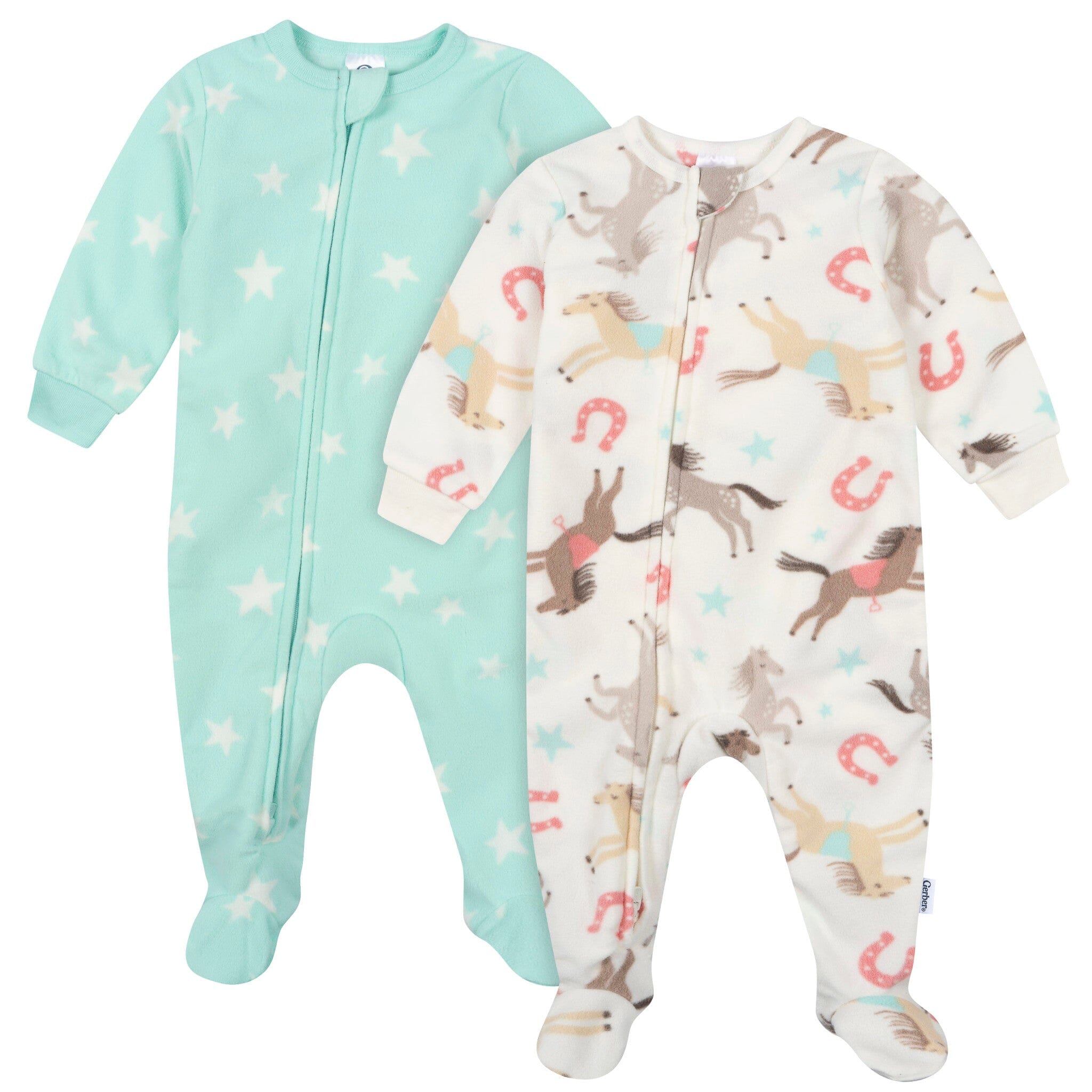 2-Pack Baby & Toddler Girls Horses Footed Fleece Pajamas