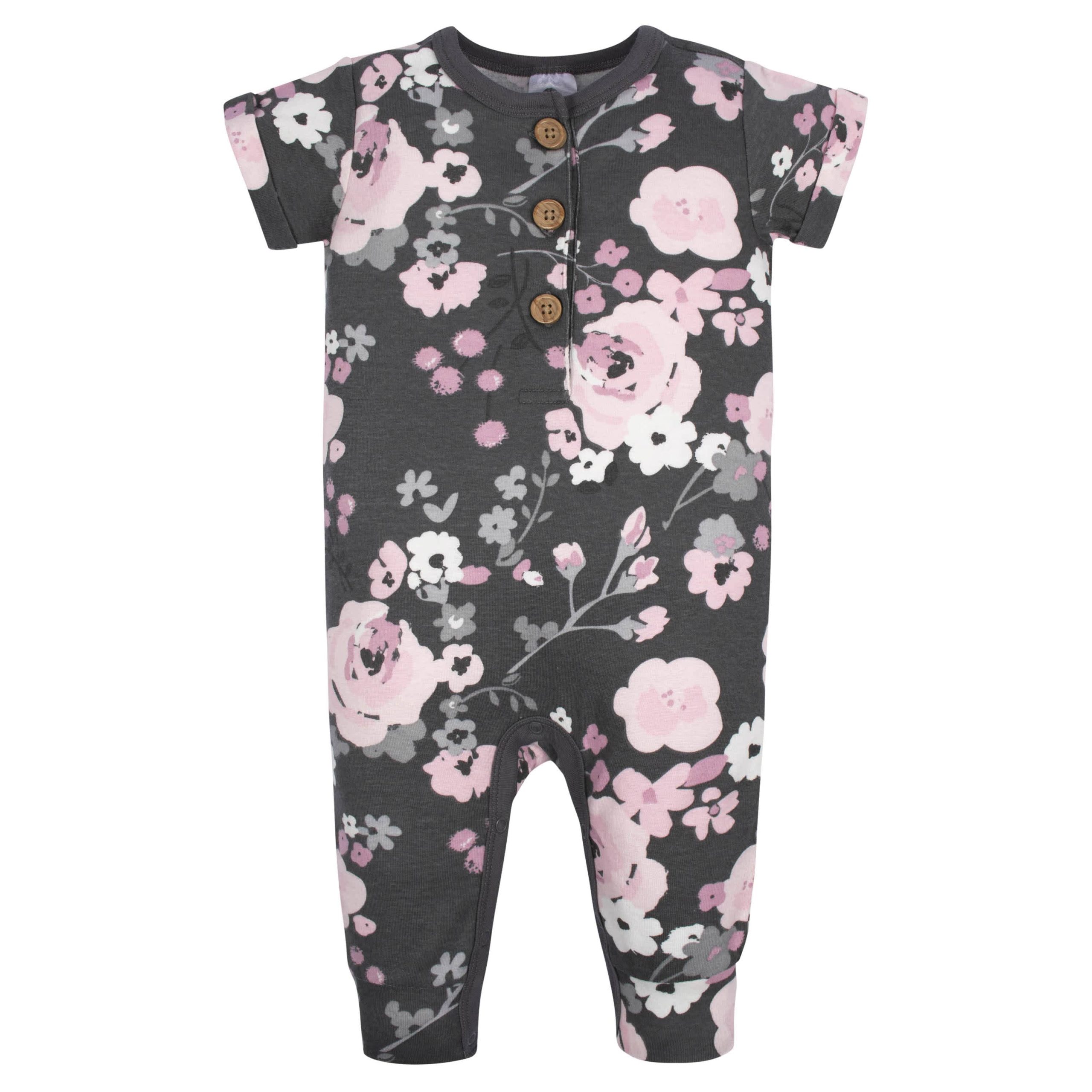 2-Pack Baby Girls Floral & Daisies Short Sleeve Rompers - Image 2