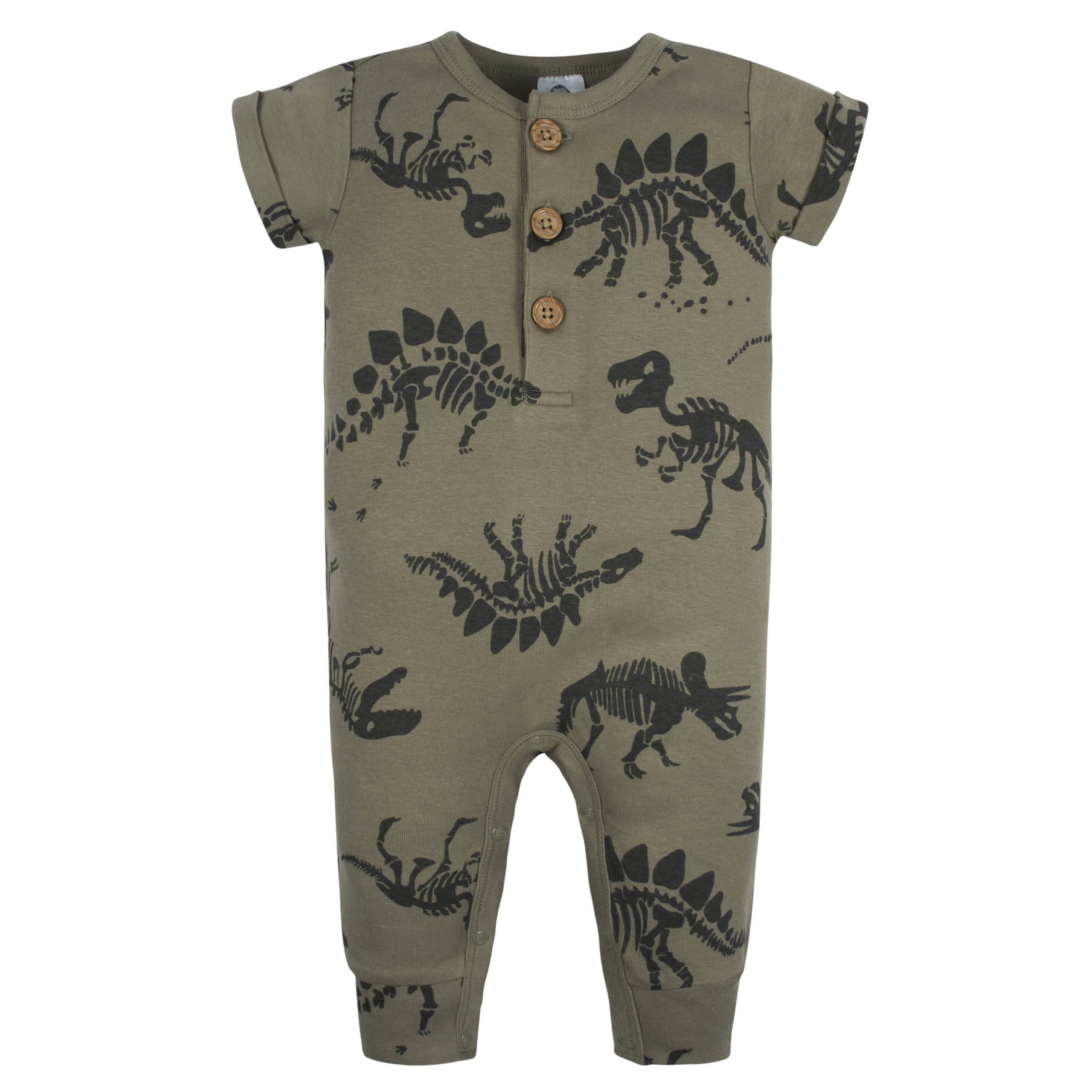 2-Pack Baby Boys Fossils & Black Short Sleeve Rompers - Image 4