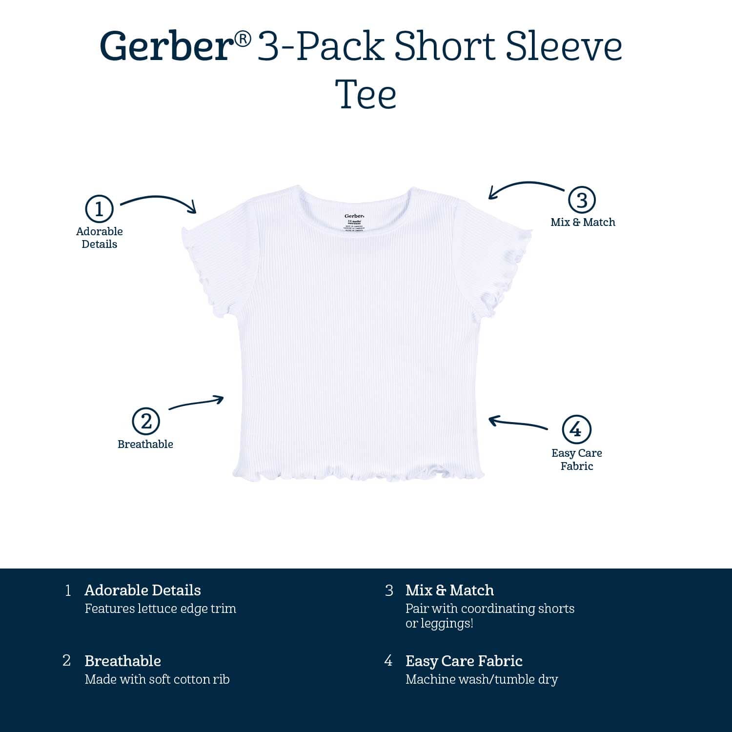 3-Pack Baby & Toddler Girls Sweet Florals Short Sleeve Tees - Image 6