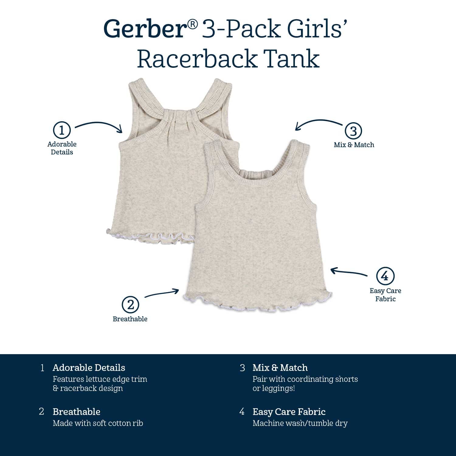 3-Pack Baby Girls Sweet Florals Racer Back Tank Tops, 0-3M - Image 8