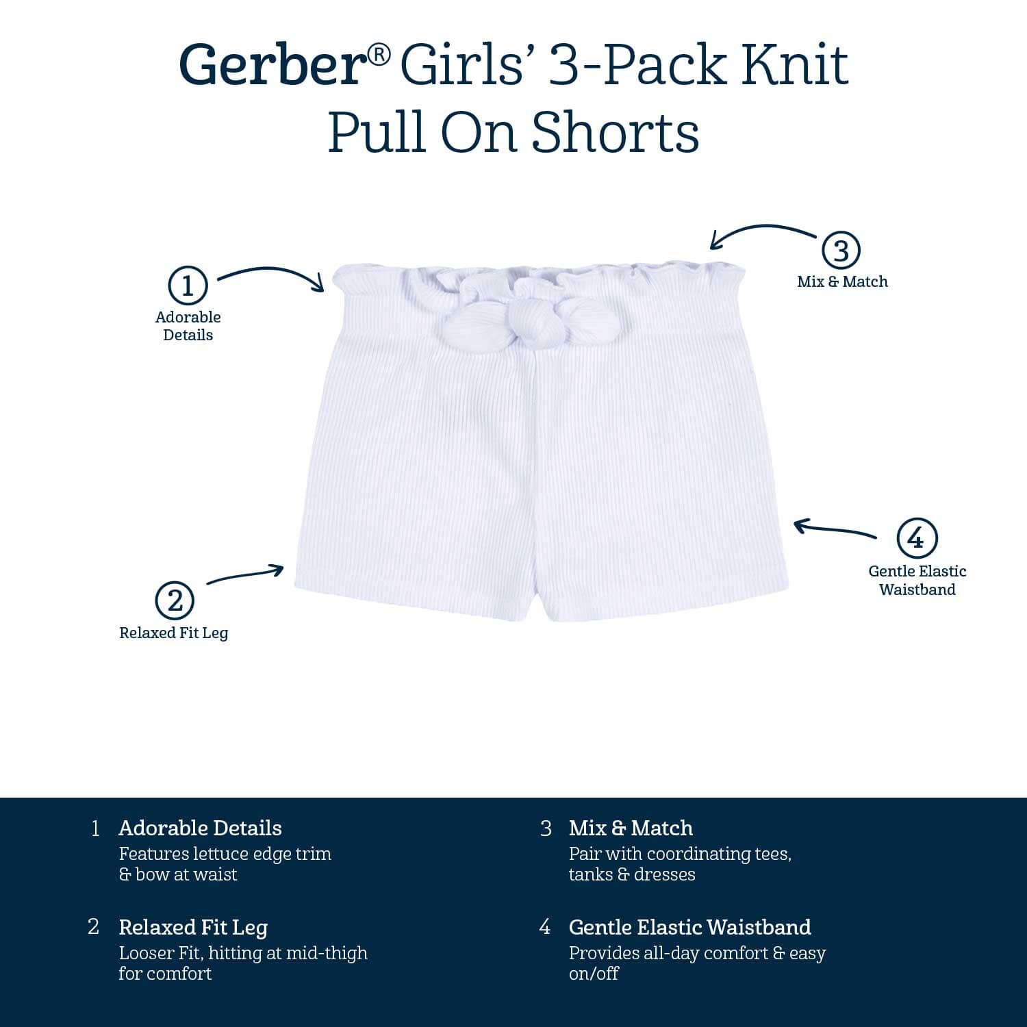 3-Pack Baby & Toddler Girls Picnic Day Dreams Pull-On Knit Shorts - Image 8