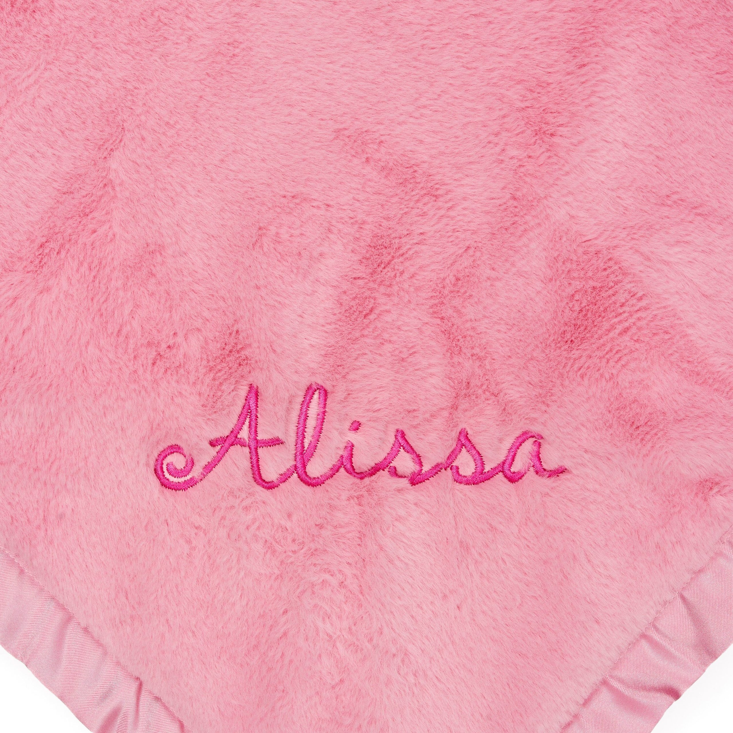 Embroidered Girls Light Pink Plush Blanket - Image 2