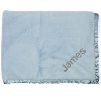 Embroidered Boys Light Blue Plush Blanket