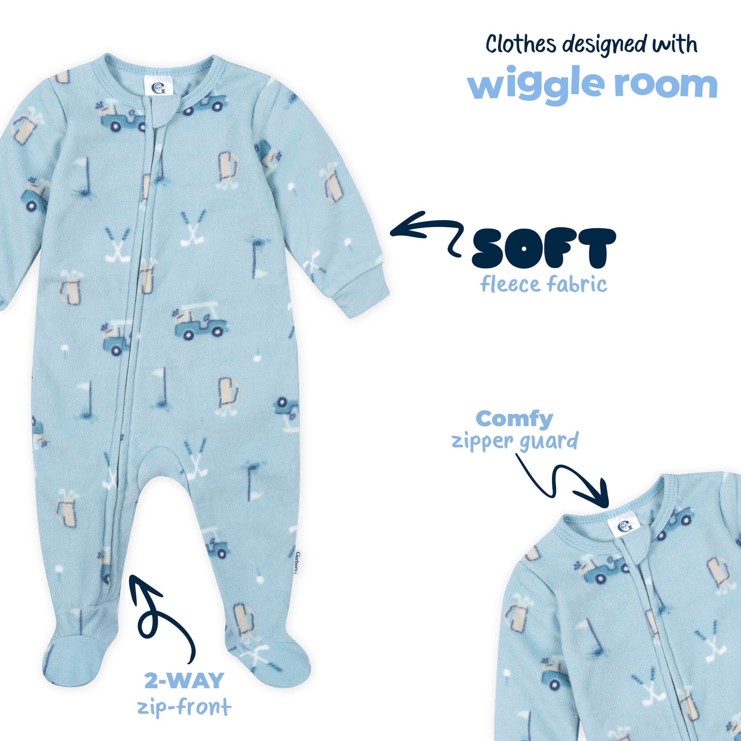 2-Pack Baby & Toddler Boys Golf Footed Fleece Pajamas - Image 10