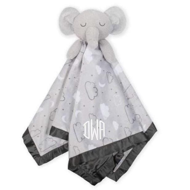 Embroidered Elephant Baby Neutral Security Blanket