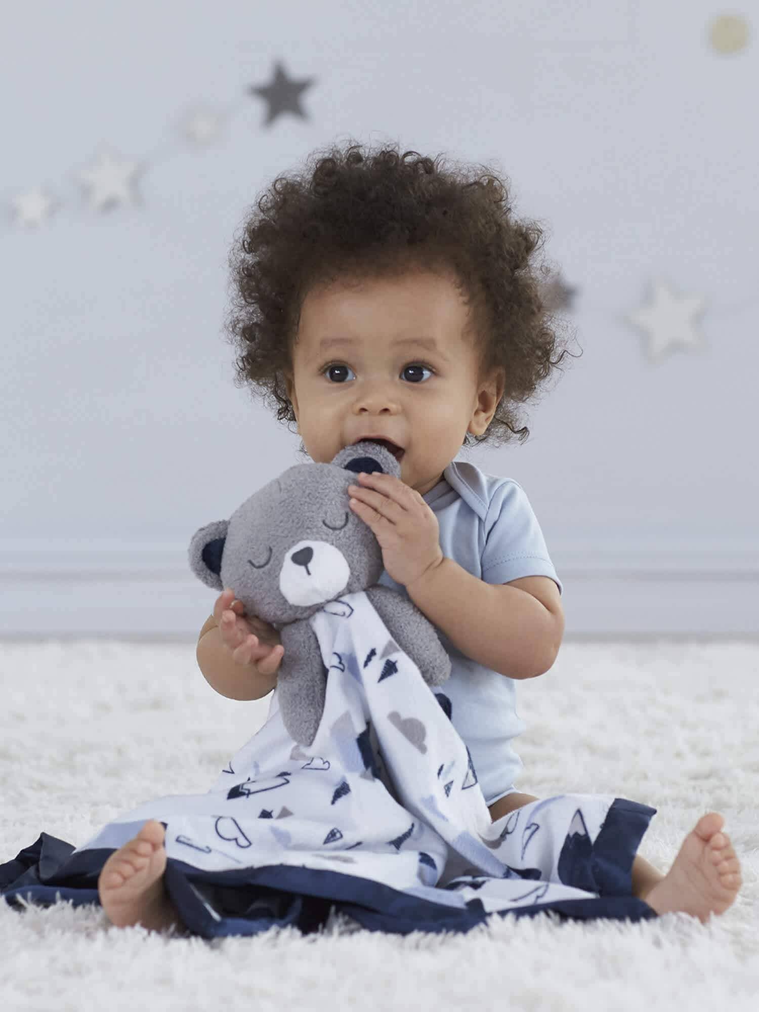 Embroidered Bear Baby Boys Security Blanket - Image 2
