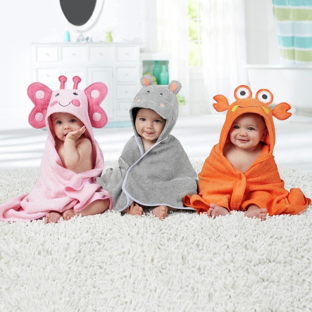 Embroidered Grey Hippo Hooded Bath Wrap - Image 3