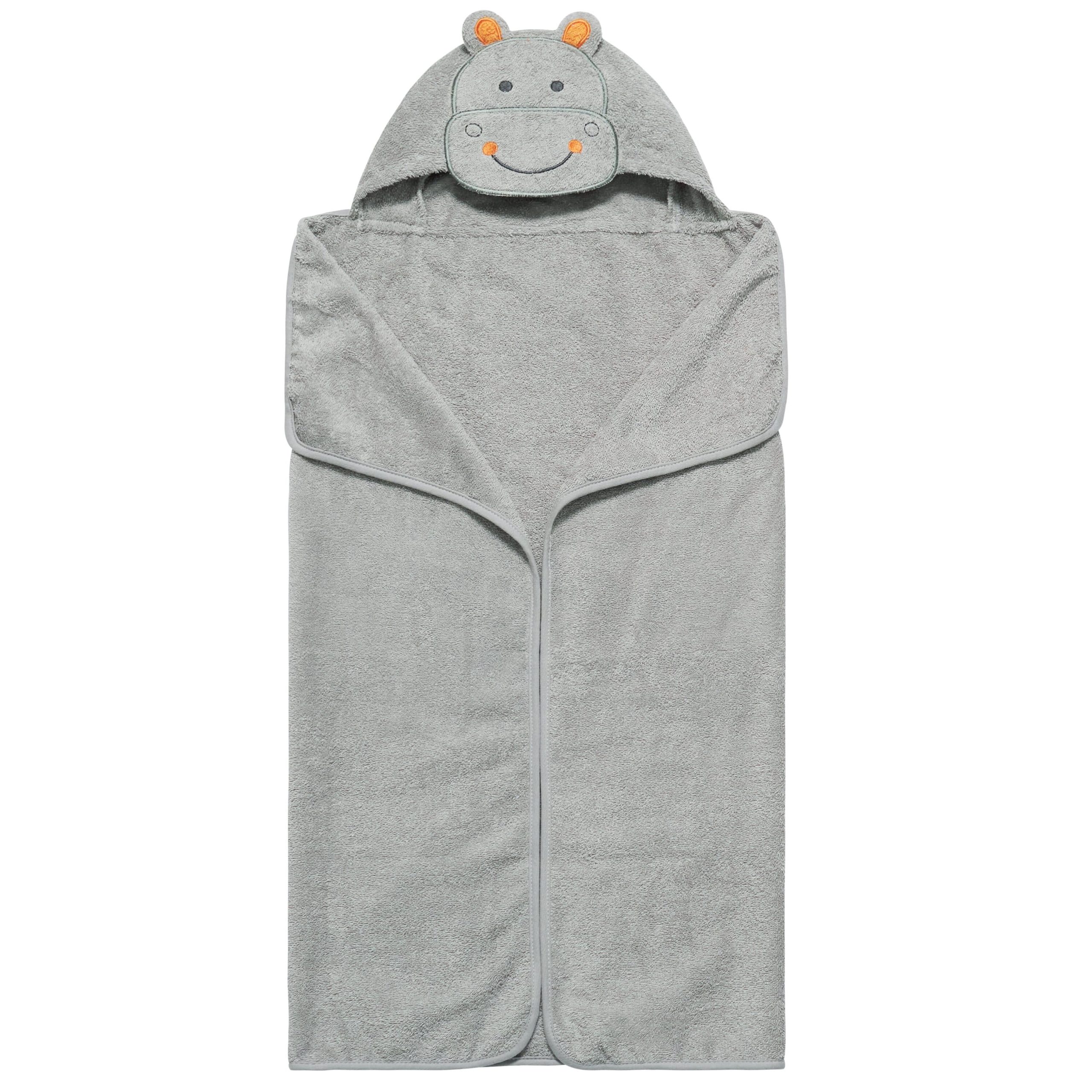 Embroidered Grey Hippo Hooded Bath Wrap - Image 4