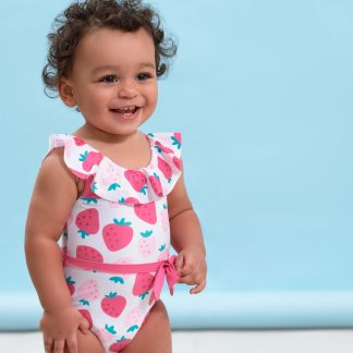 Baby & Toddler Girls UPF 50+ Strawberry One-Piece Swimsuit With Ruffle
