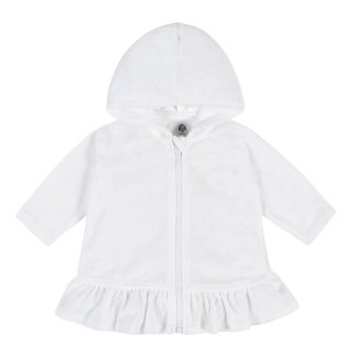 Baby & Toddler Girls White Hooded Zip Front Terry Swim Coverup