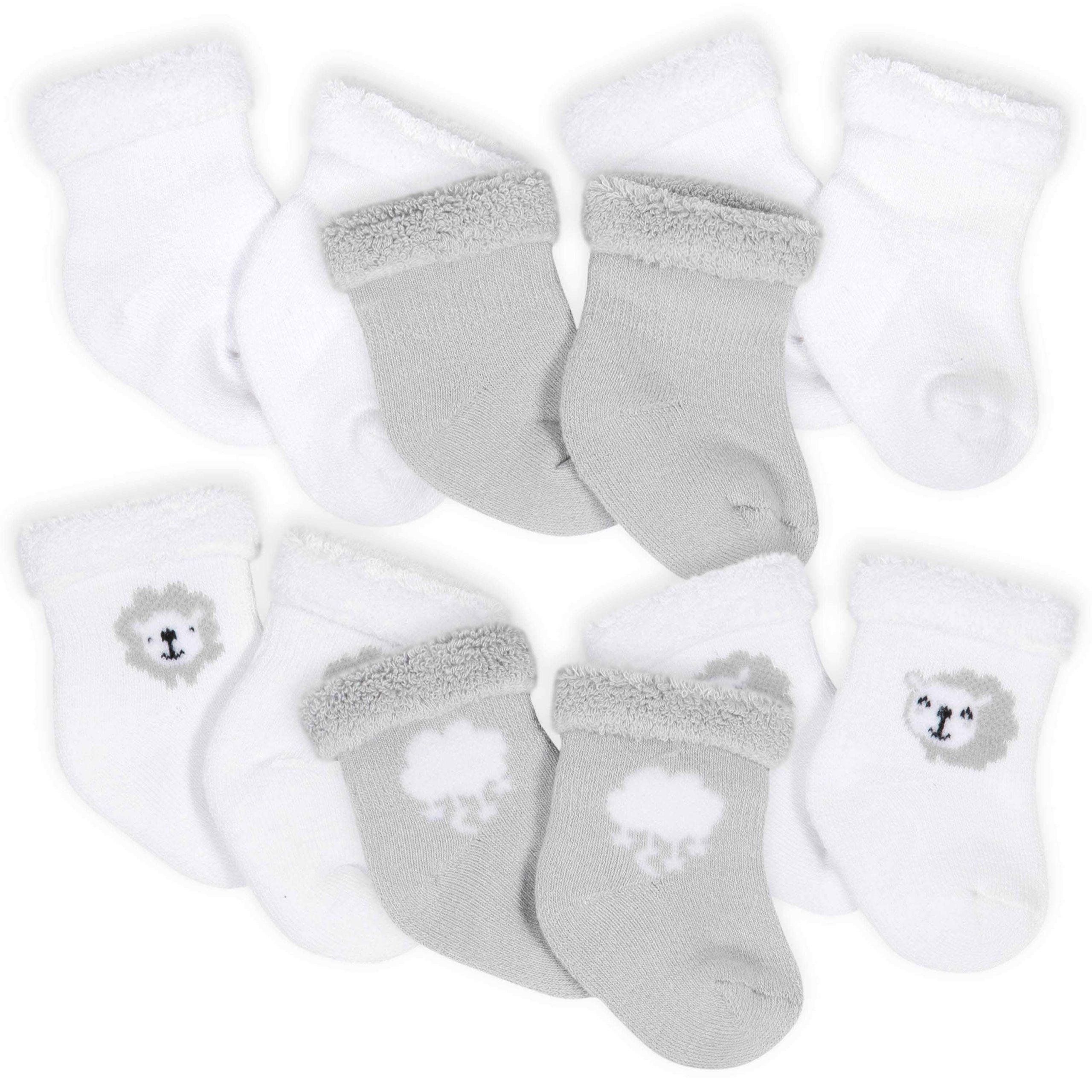 6-Pack Baby Neutral Lamb Wiggle-Proof® Terry Bootie Socks