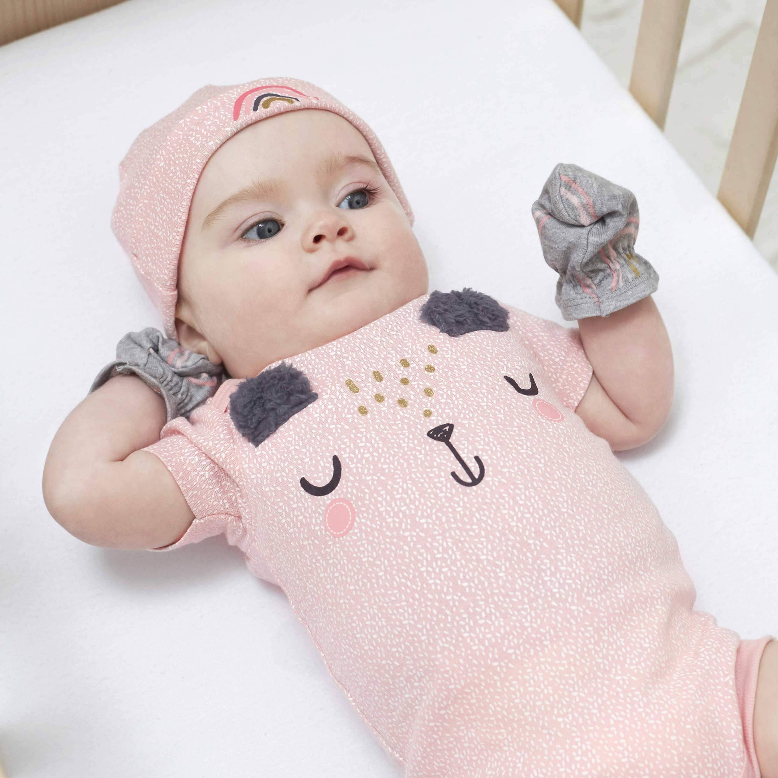 8-Piece Baby Girls Bear Caps & Mittens Set - Image 10