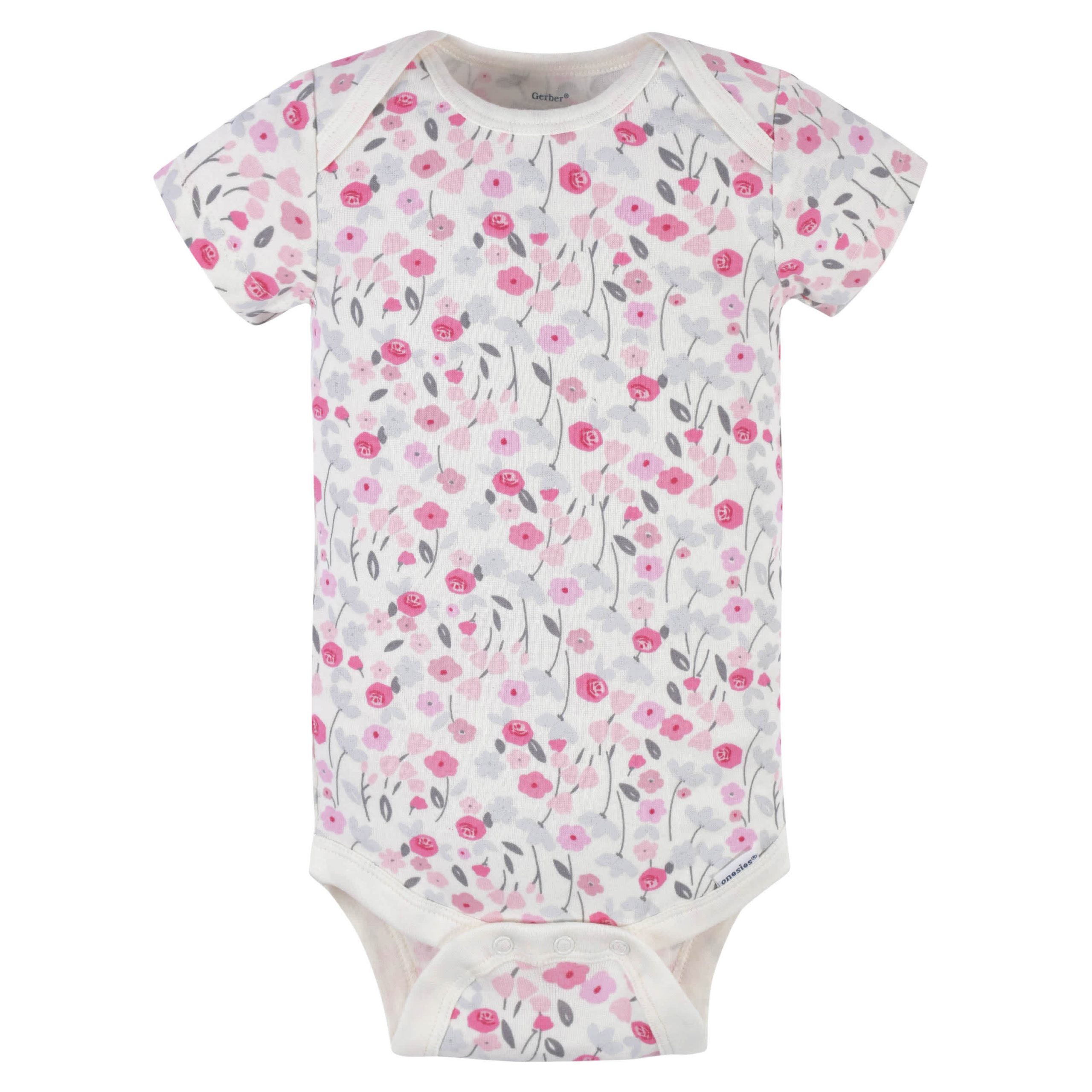 3-Pack Baby Girls Comfy Stretch Roses & Bunnies Short Sleeve Onesies® Bodysuits - Image 5