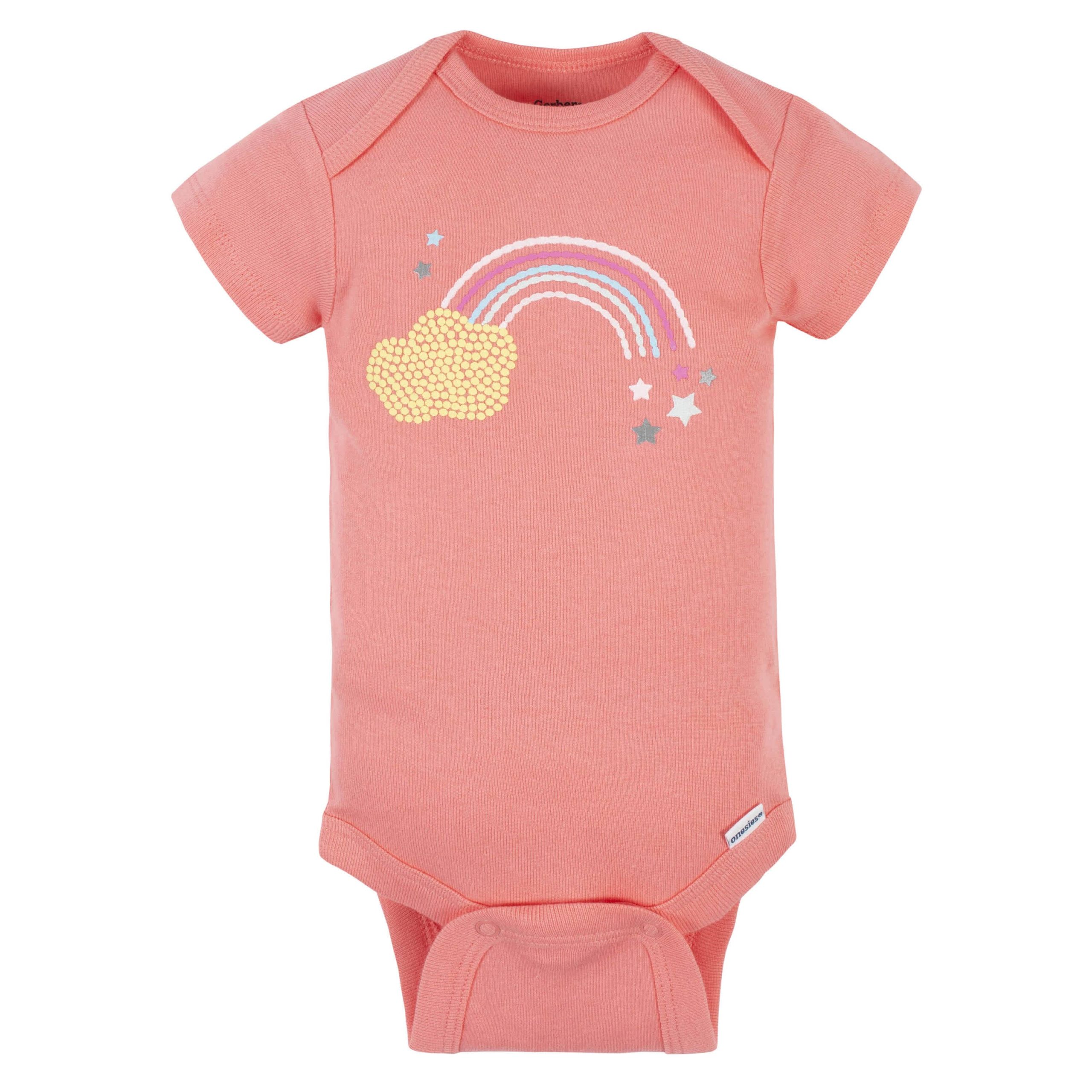 5-Pack Baby Girls Rainbow Short Sleeve Onesies® Bodysuits - Image 4