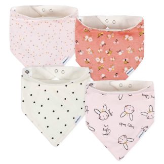 4-Pack Baby Girls Bunny Ballerina Bandana Bibs