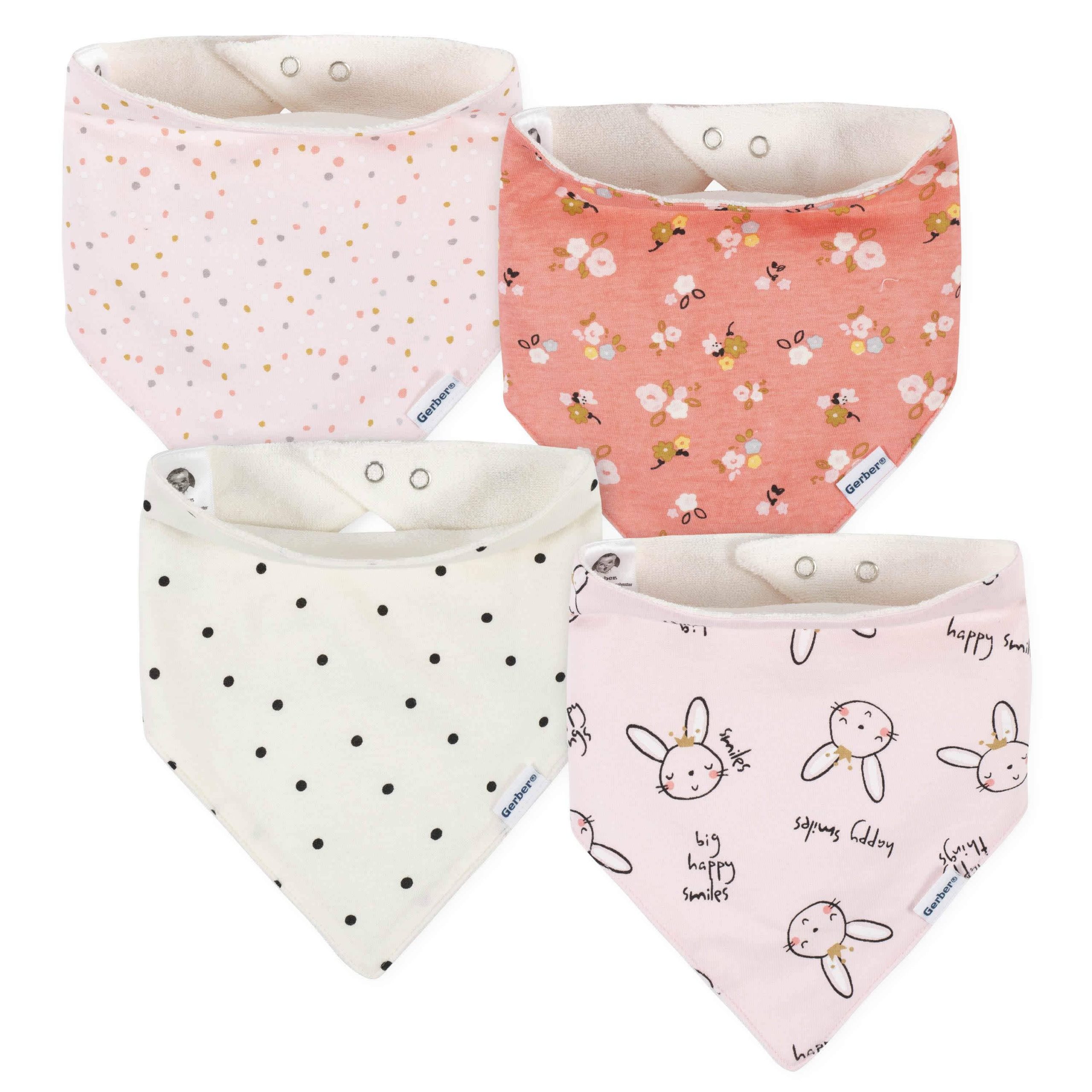 4-Pack Baby Girls Bunny Ballerina Bandana Bibs