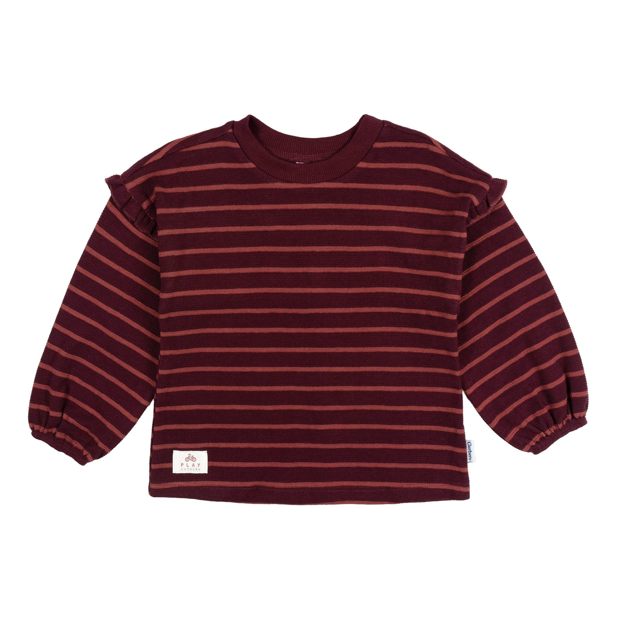 2-Piece Toddler Girls Fig Stripe Long Sleeve Top & Wide Leg Pant Set - Image 4