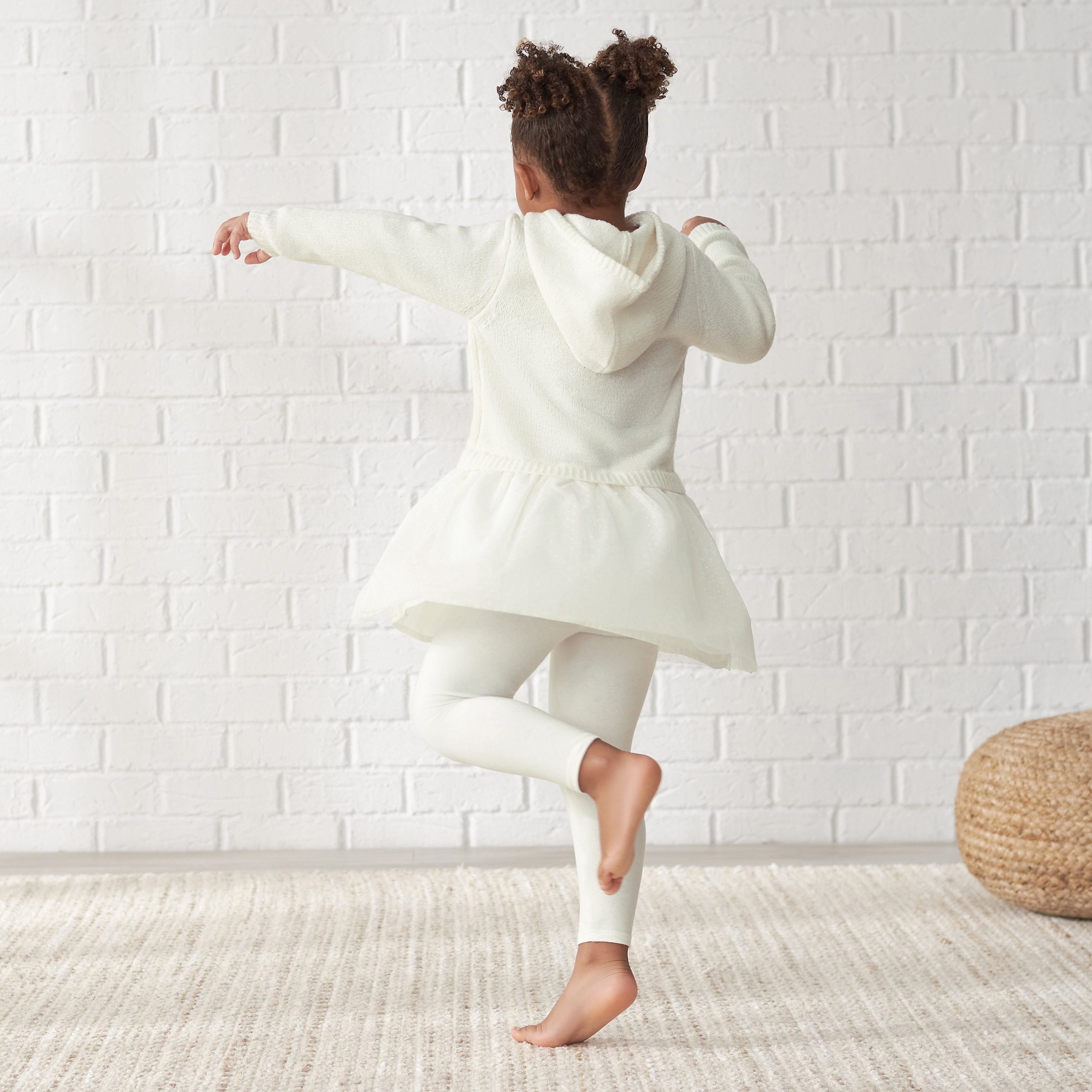 Infant & Toddler Girls White Sweater Dress With Tulle Skirt - Image 4