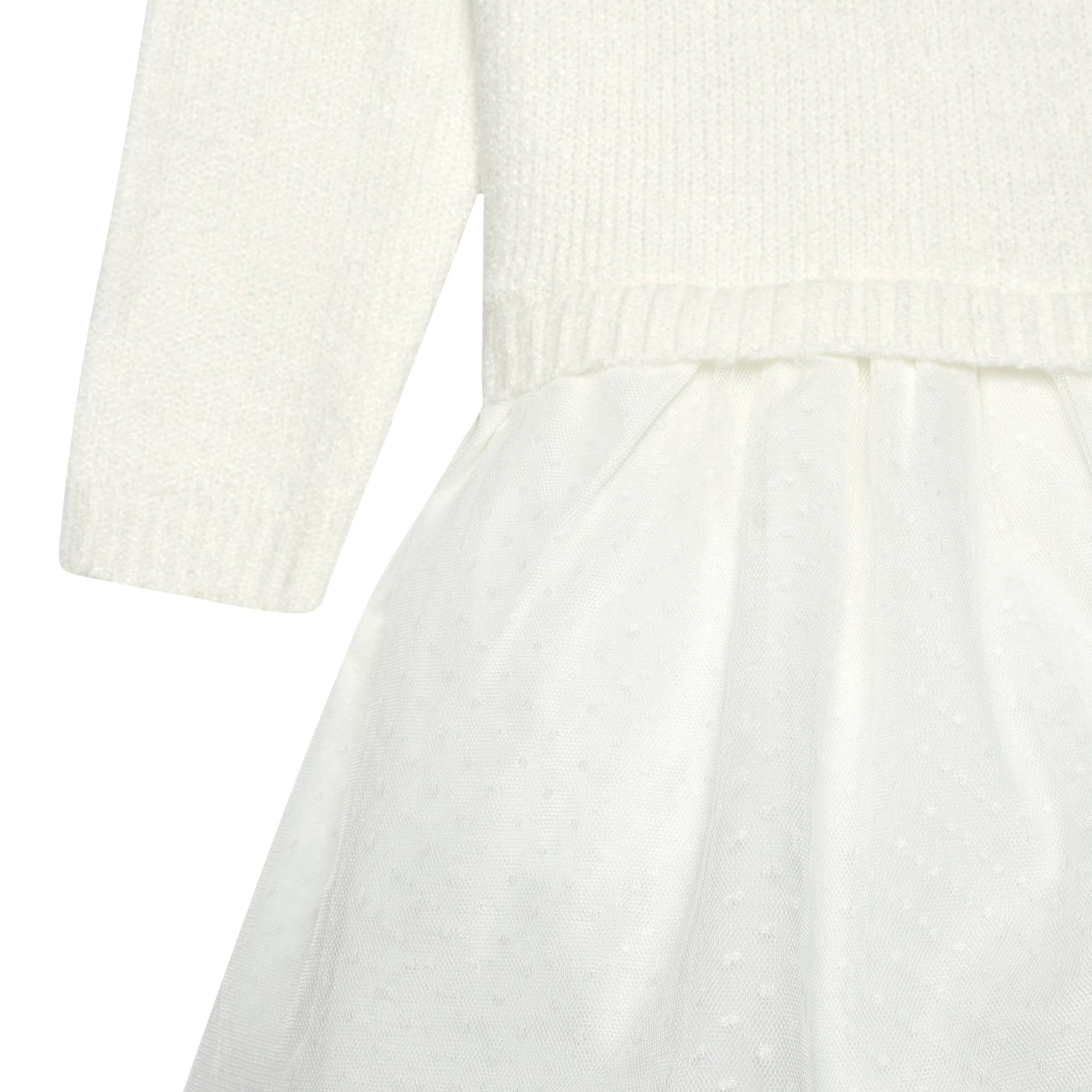 Infant & Toddler Girls White Sweater Dress With Tulle Skirt - Image 5