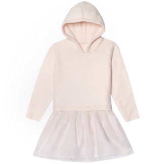 Infant Girls Light Pink Sweater Dress With Tulle Skirt, 24M