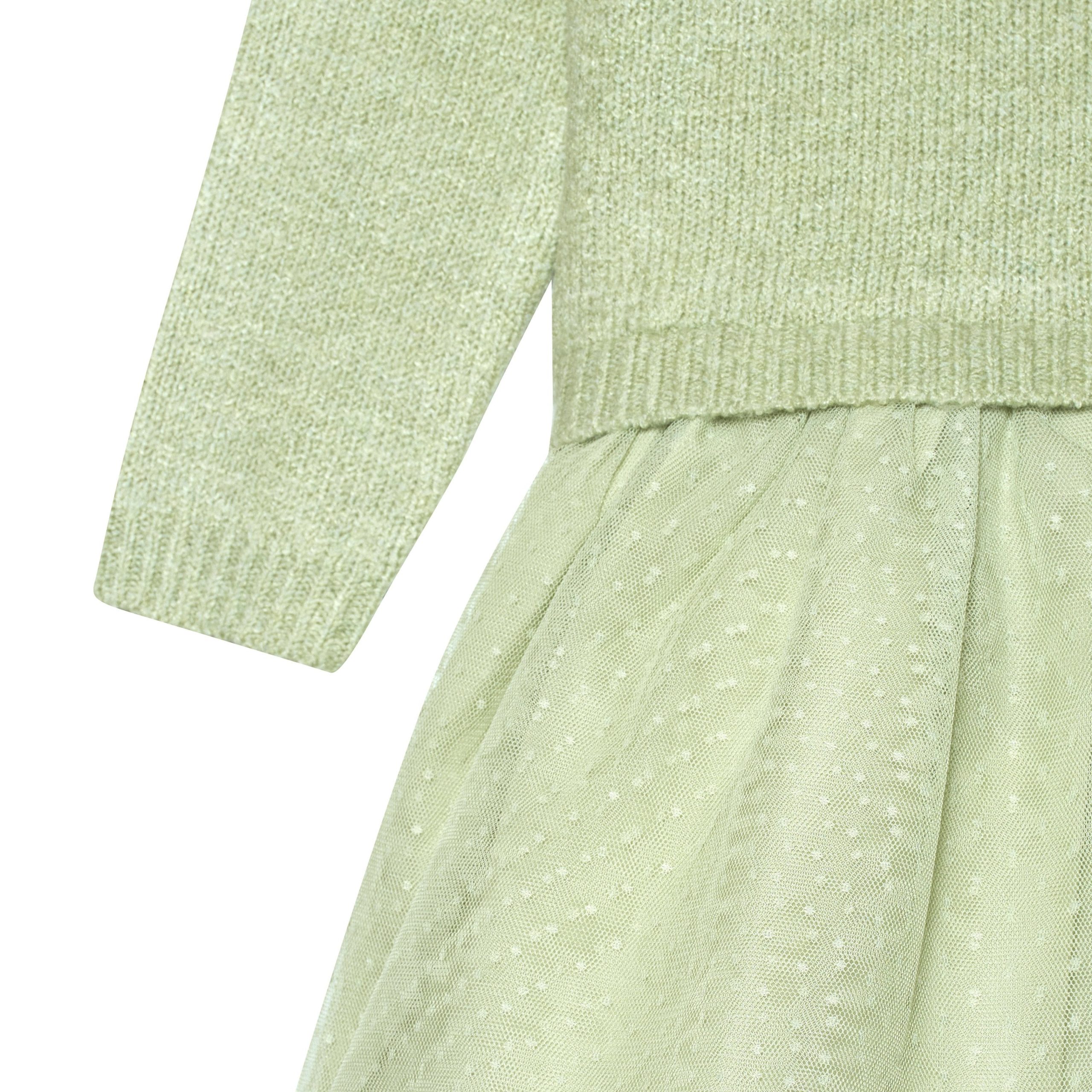 Infant Girls Green Sweater Dress With Tulle Skirt, 12M - Image 6