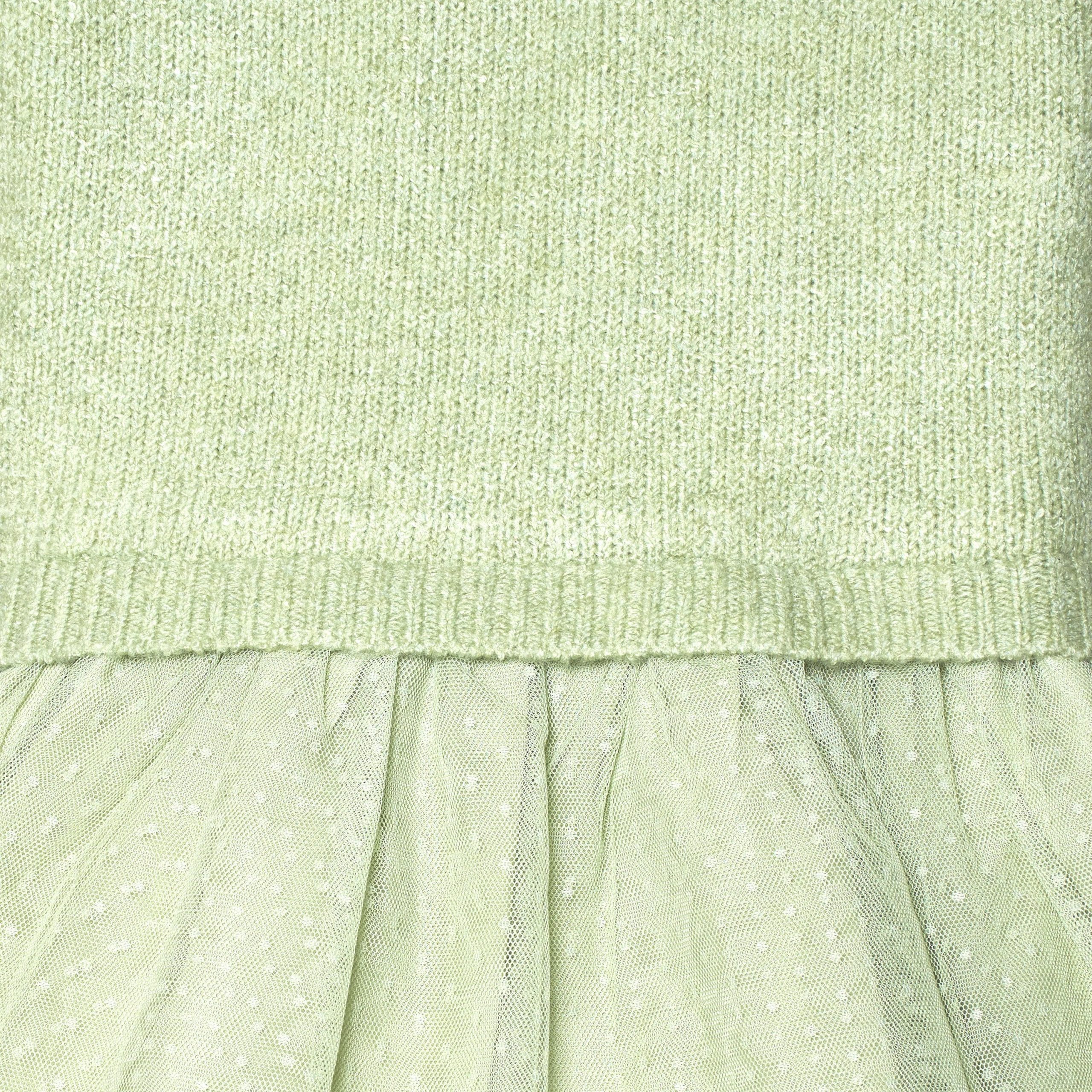Infant Girls Green Sweater Dress With Tulle Skirt, 12M - Image 7