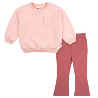 2-Piece Toddler Girls Pink Quilted Top & Flare Legging Set