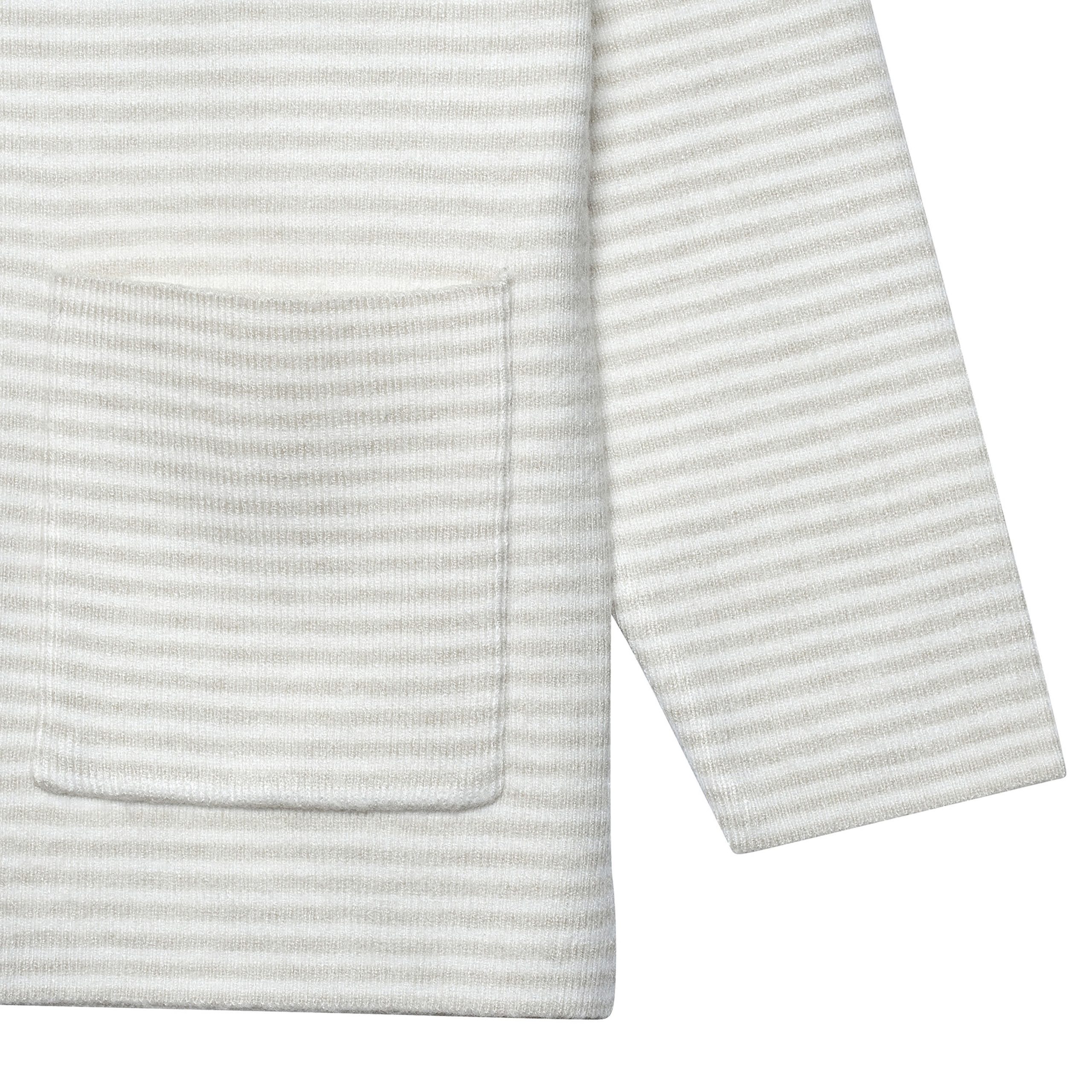 Infant & Toddler Boys Oatmeal Heather Striped Sweater with Pocket - Image 2