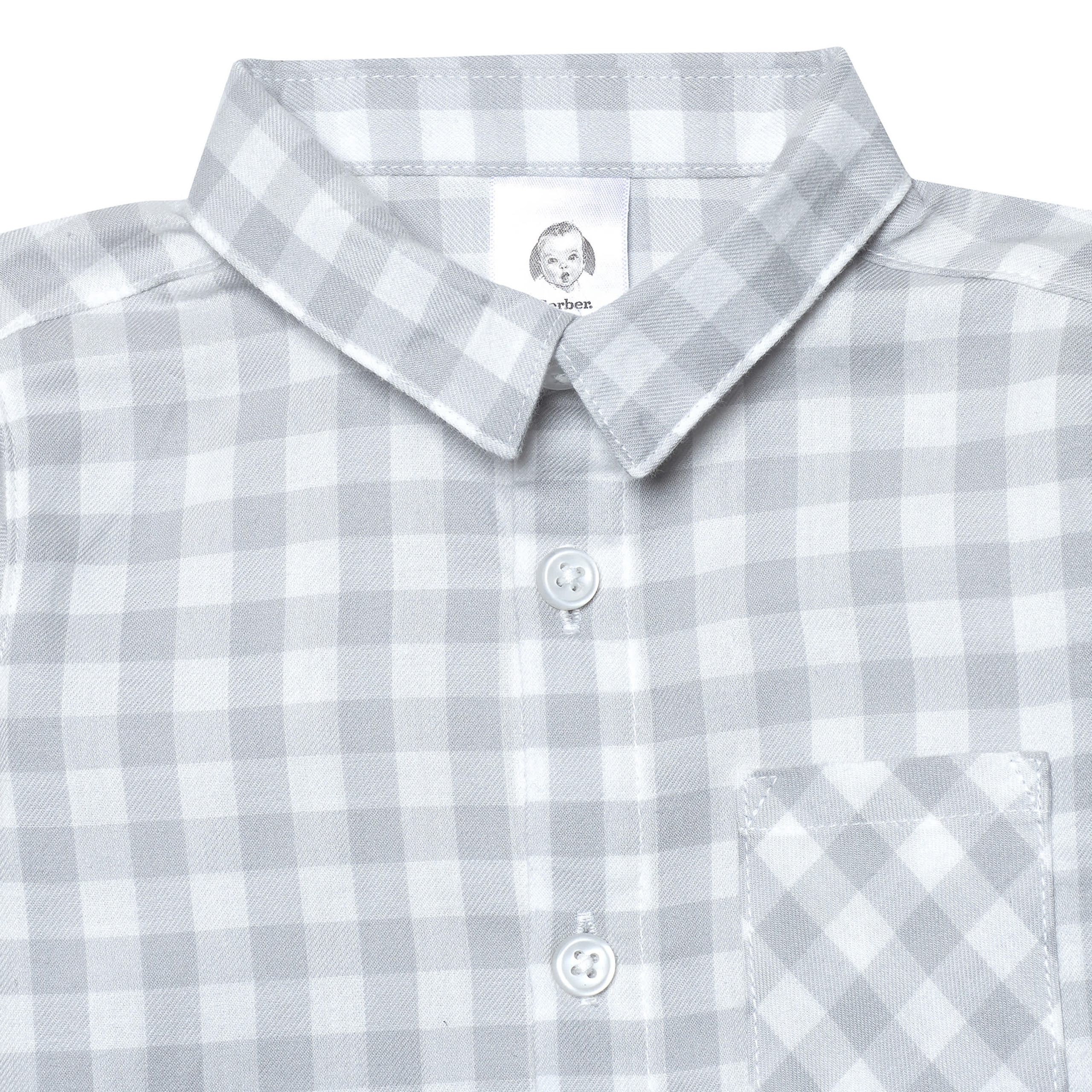 Infant & Toddler Boys Gray Plaid Woven Plaid Shirt - Image 4