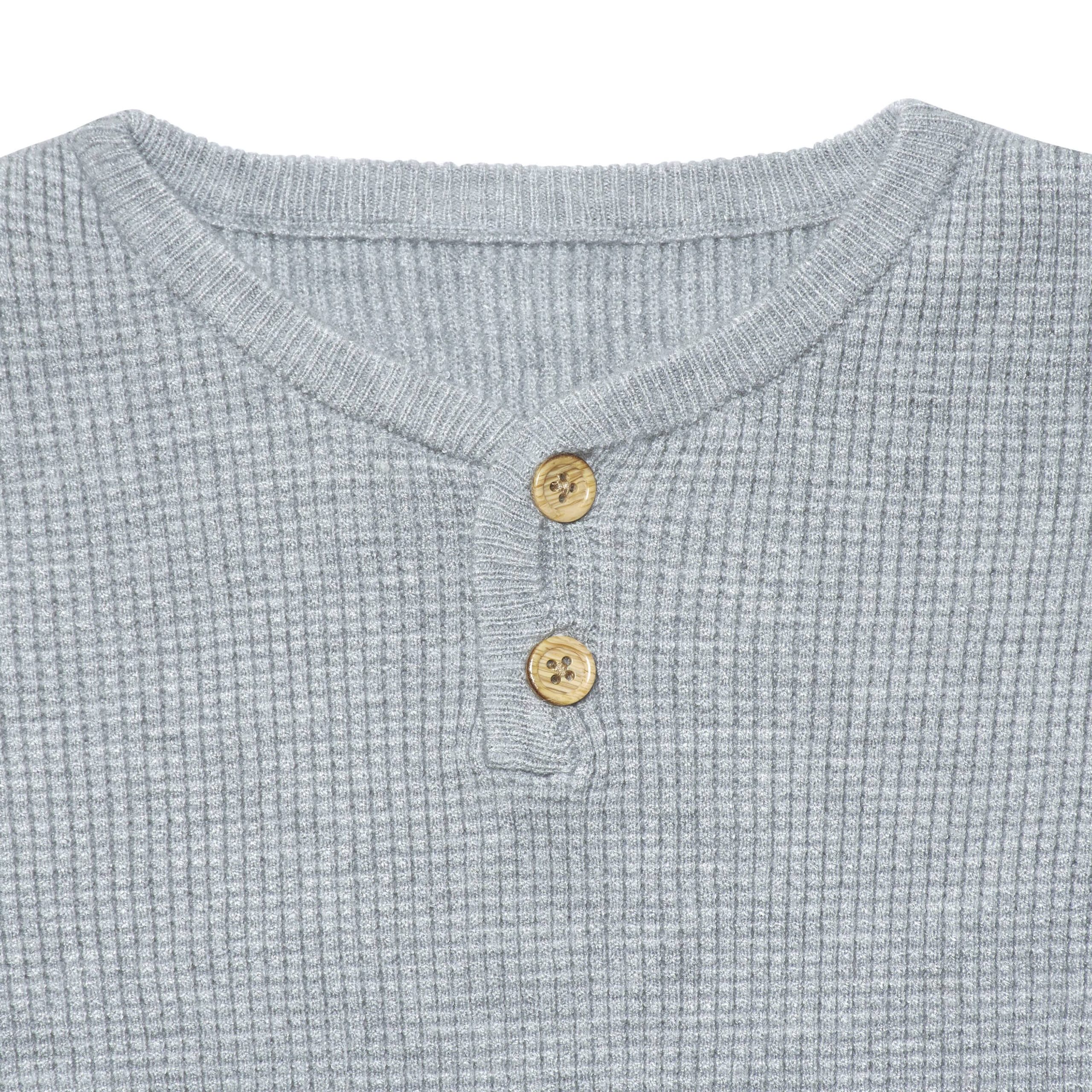 Infant & Toddler Boys Gray Heather Henley Sweater - Image 3