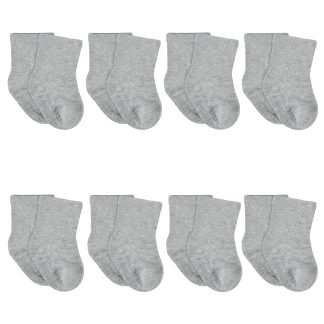 8-Pack Baby & Toddler Gray Heather Wiggle Proof® Jersey Crew Socks