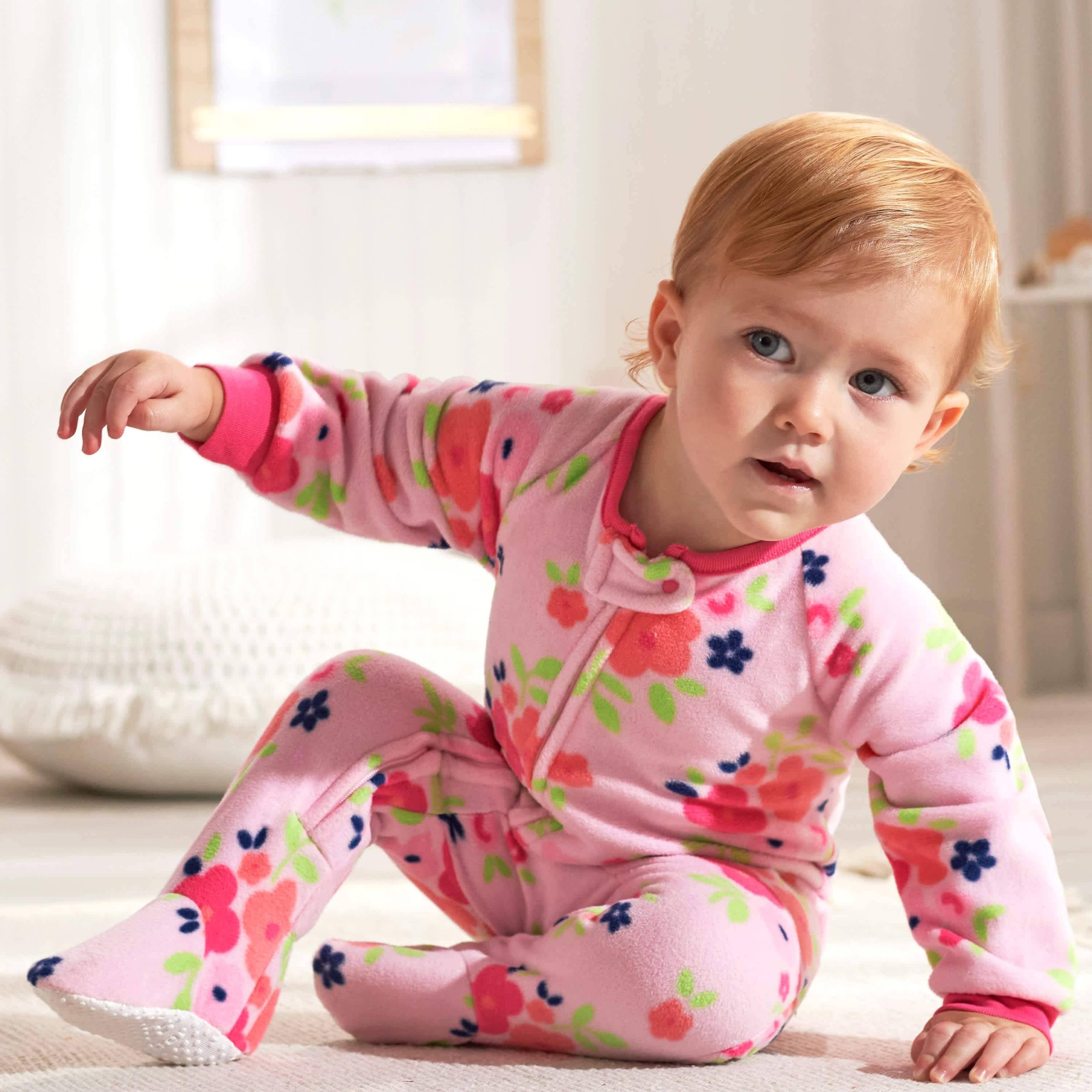 2-Pack Baby & Toddler Girls Floral Fleece Pajamas - Image 3